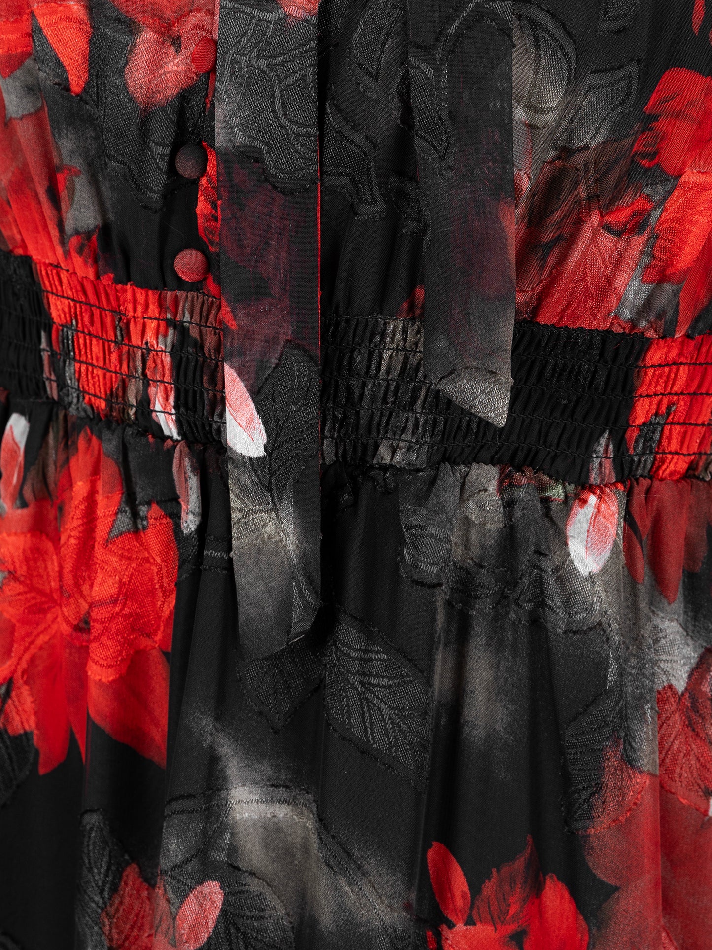 Lovedrobe Floral Tie Neck Maxi Sleeve & Shirred Waist Maxi Dress