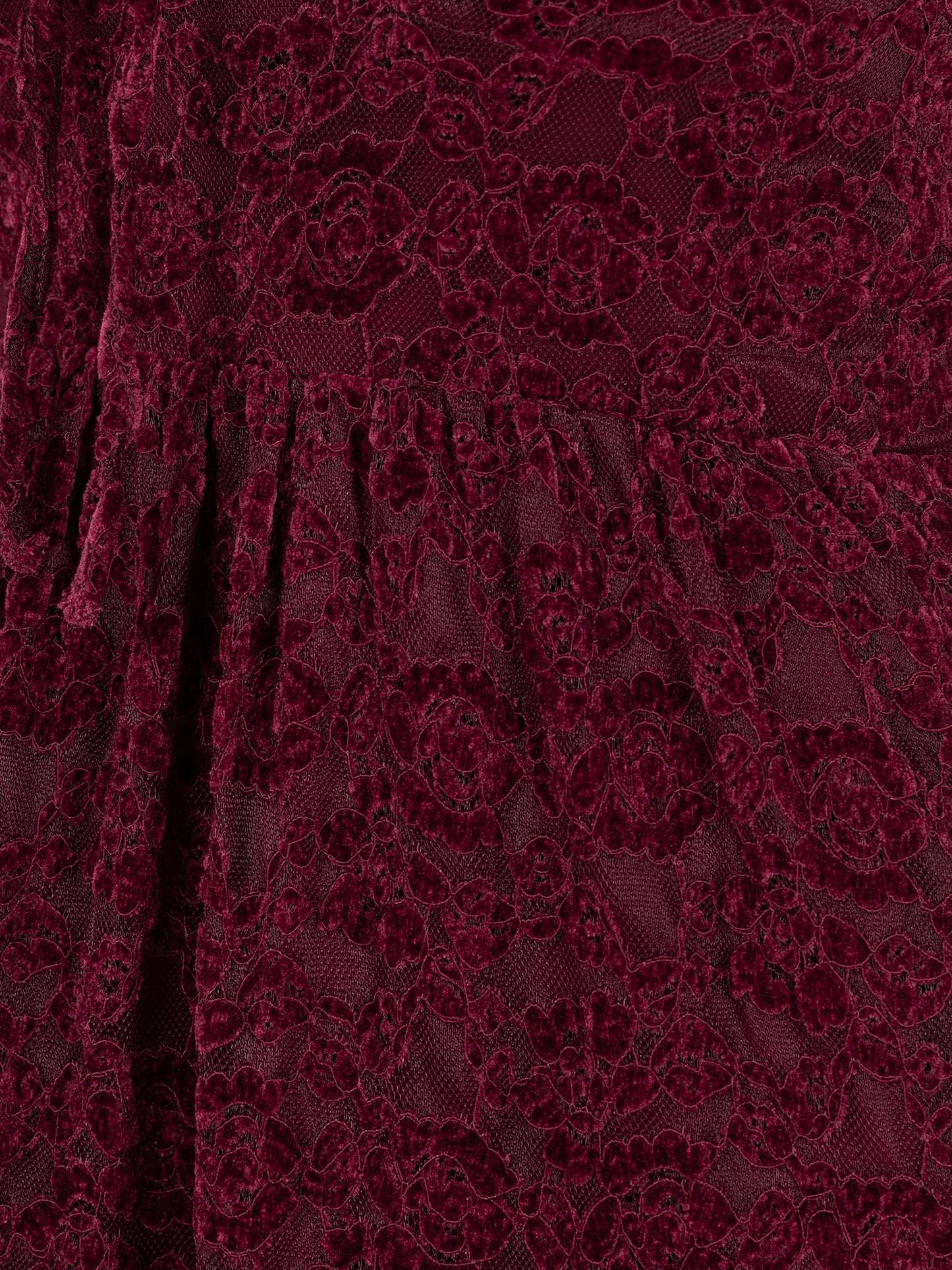 Lovedrobe Burgundy Floral Velvet Lace Square Neck Midaxi Dress