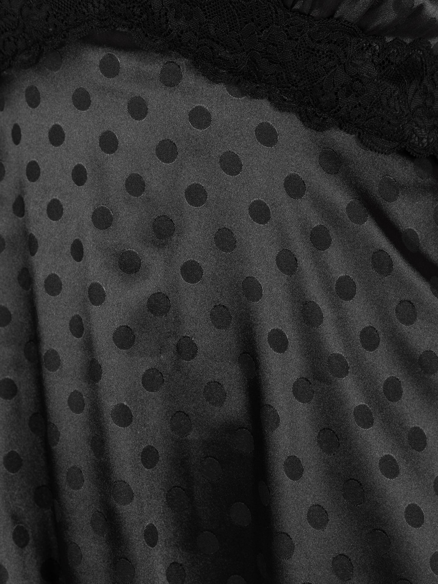 Lovedrobe Black Polka Dot V Neck Midaxi Dress with Lace Trim