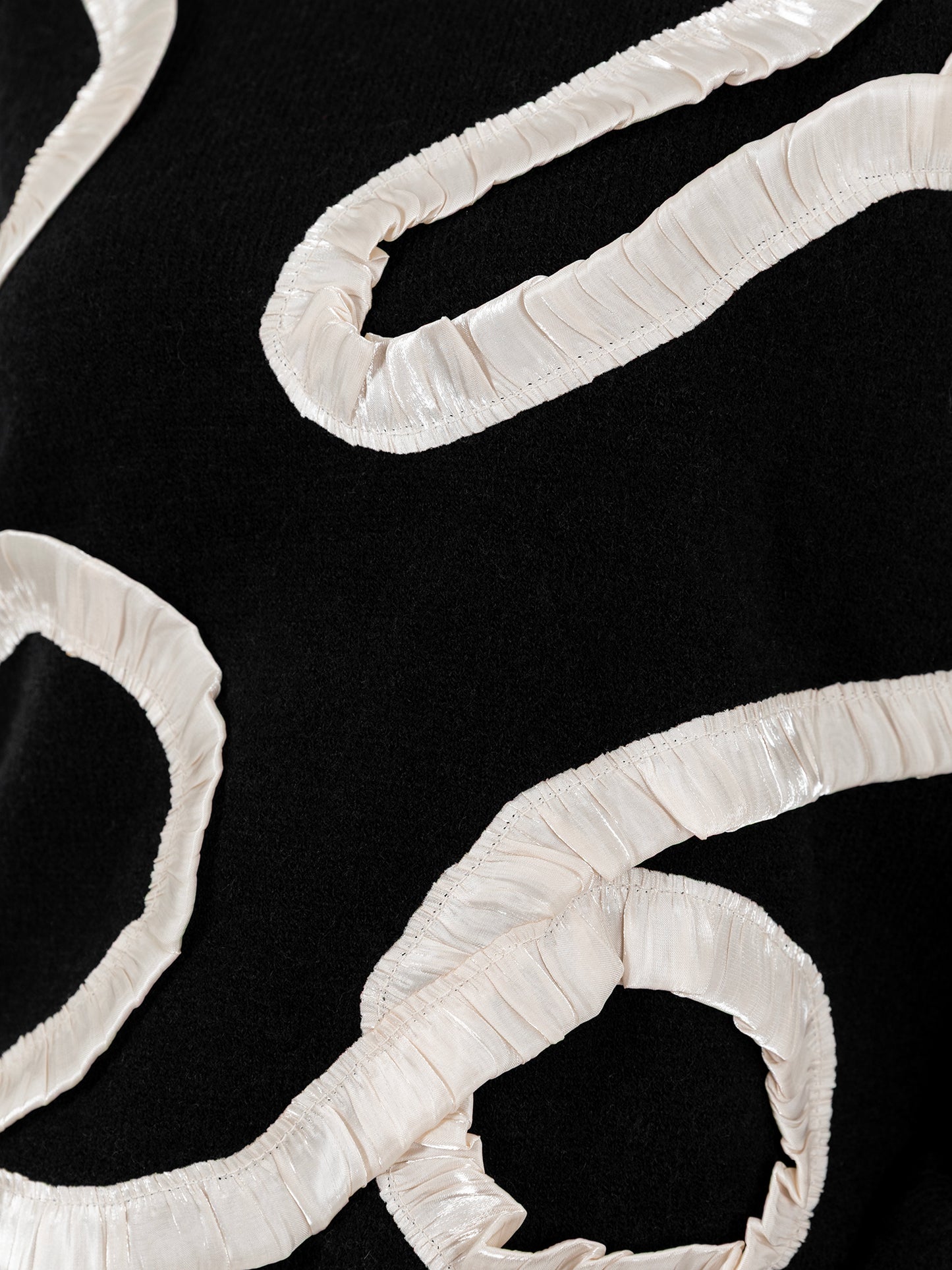 Lovedrobe Black Jumper with Contrasting Satin Squiggle Applique