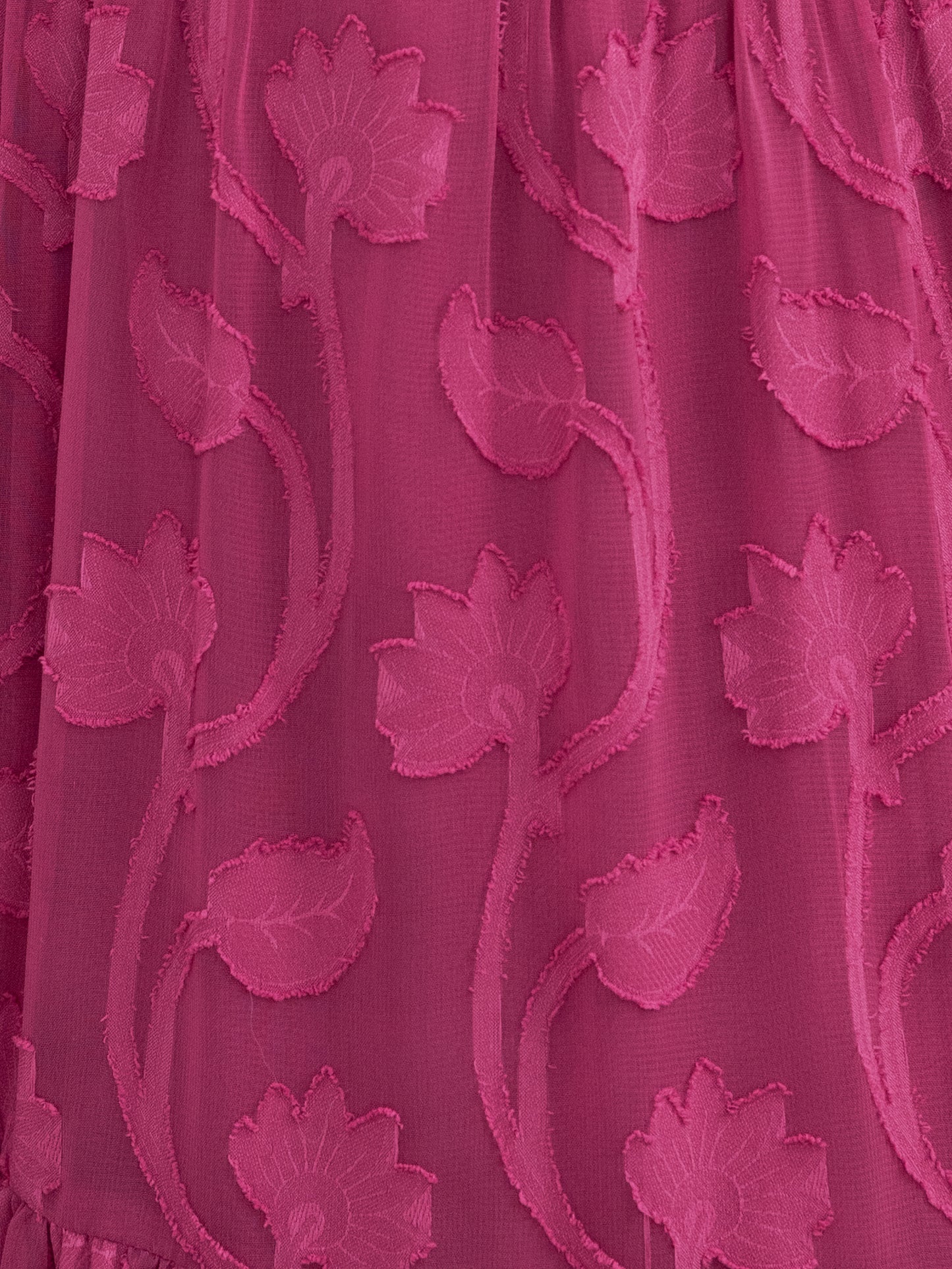 Lovedrobe Fuchsia Short Sleeve Floral Burnout Midi Dress