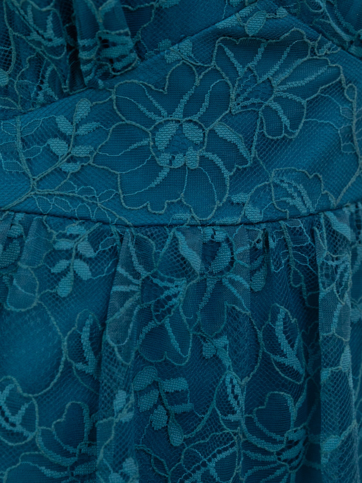 Lovedrobe Teal Floral Lace Short Sleeve Mini Dress