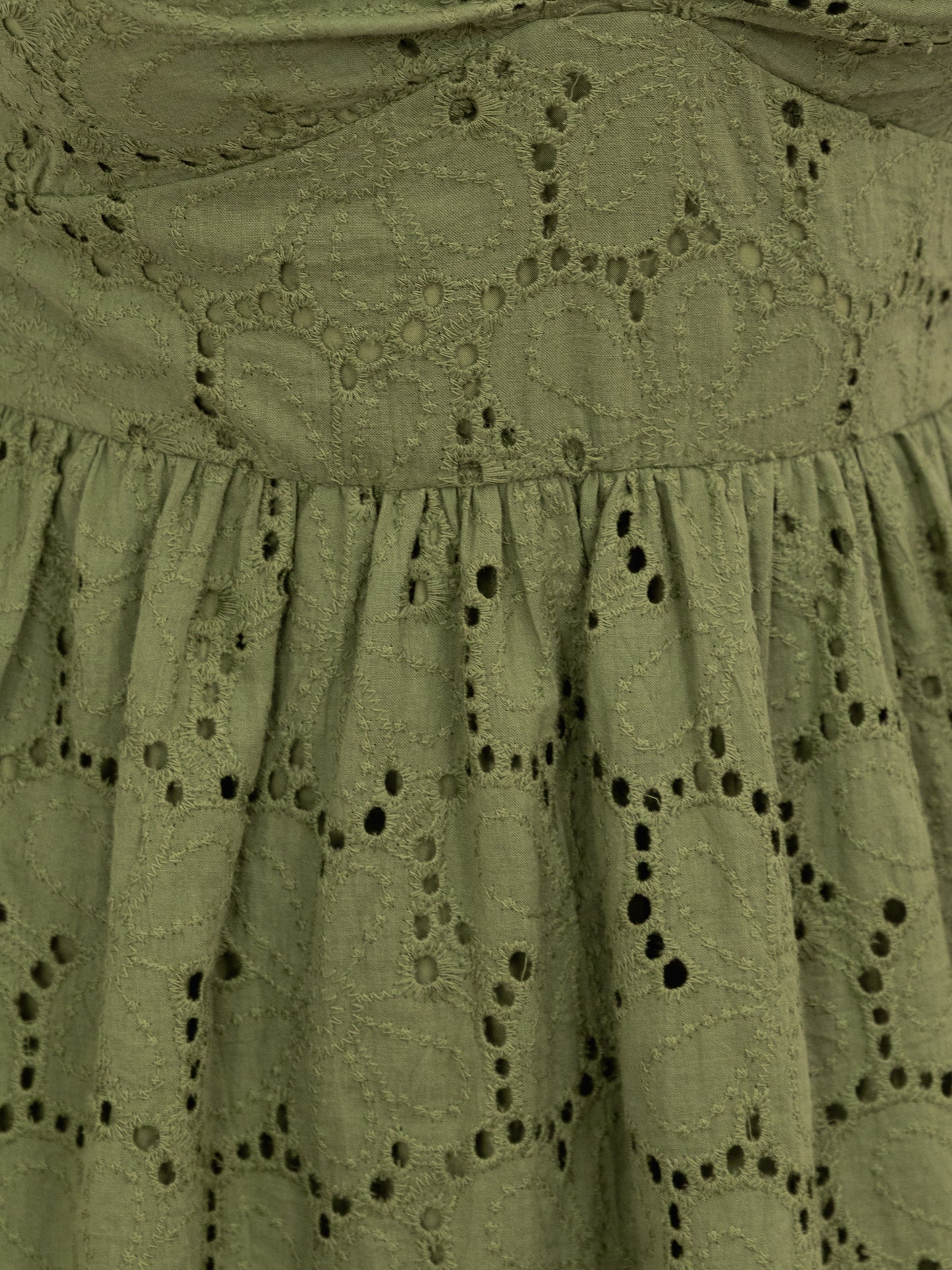 Lovedrobe Khaki Broderie Bow Detail Mini Dress