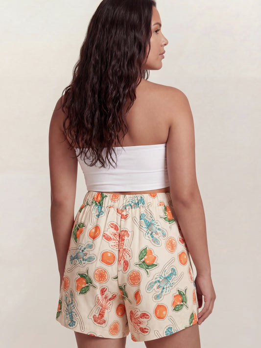 Lovedrobe Lobster & Citrus Print High Waisted Shorts with Pockets Co-Ord
