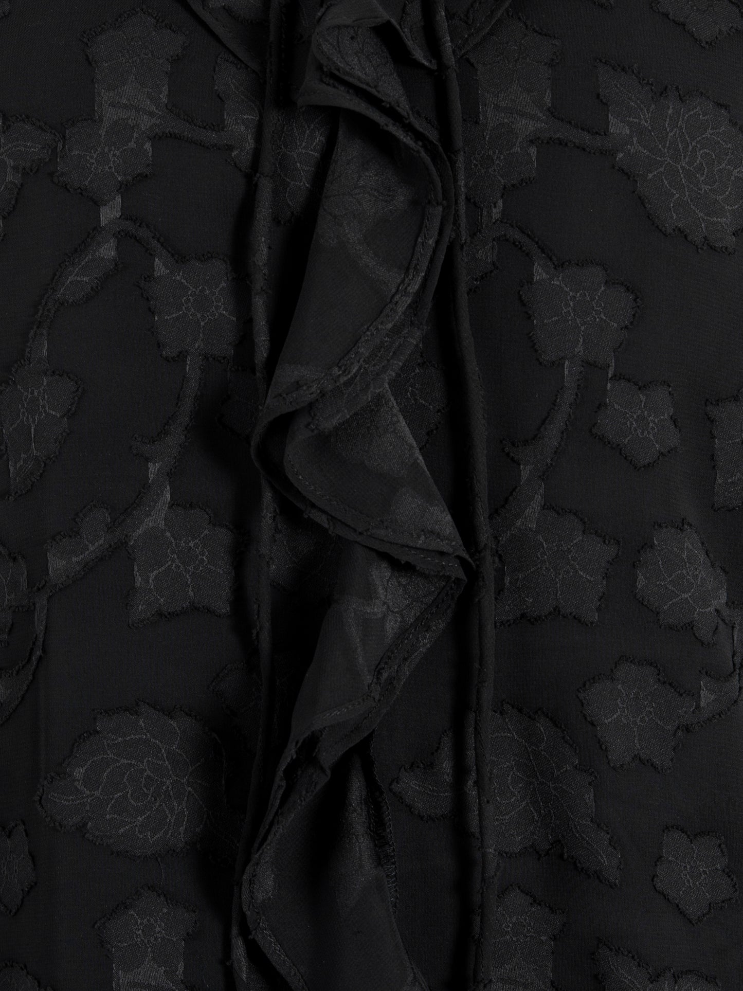 Lovedrobe Black Floral Burnout Raglan Sleeve Ruffle Blouse