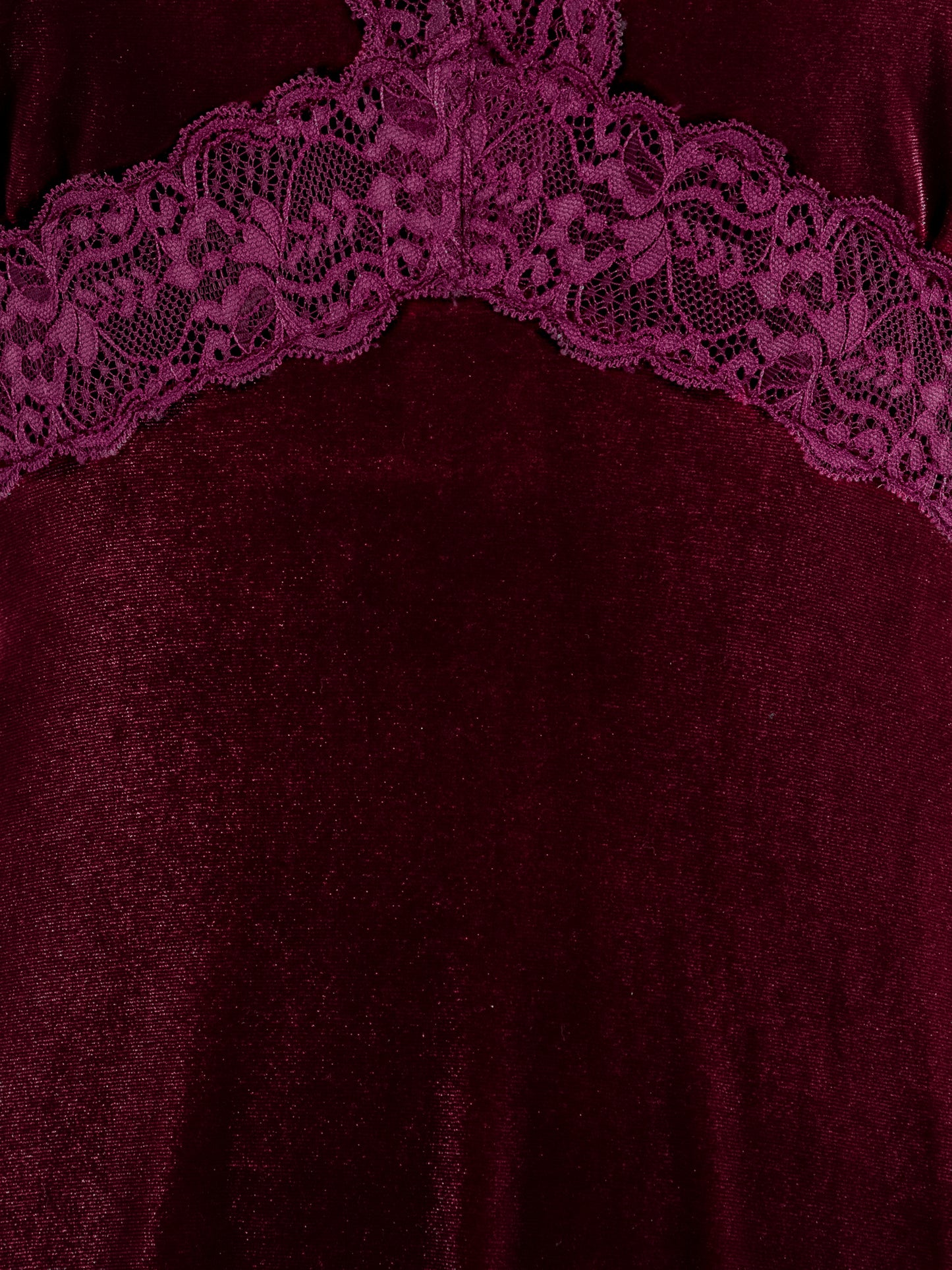 Lovedrobe Berry Short Sleeve V Neck Lace Trim Velvet Midaxi Dress