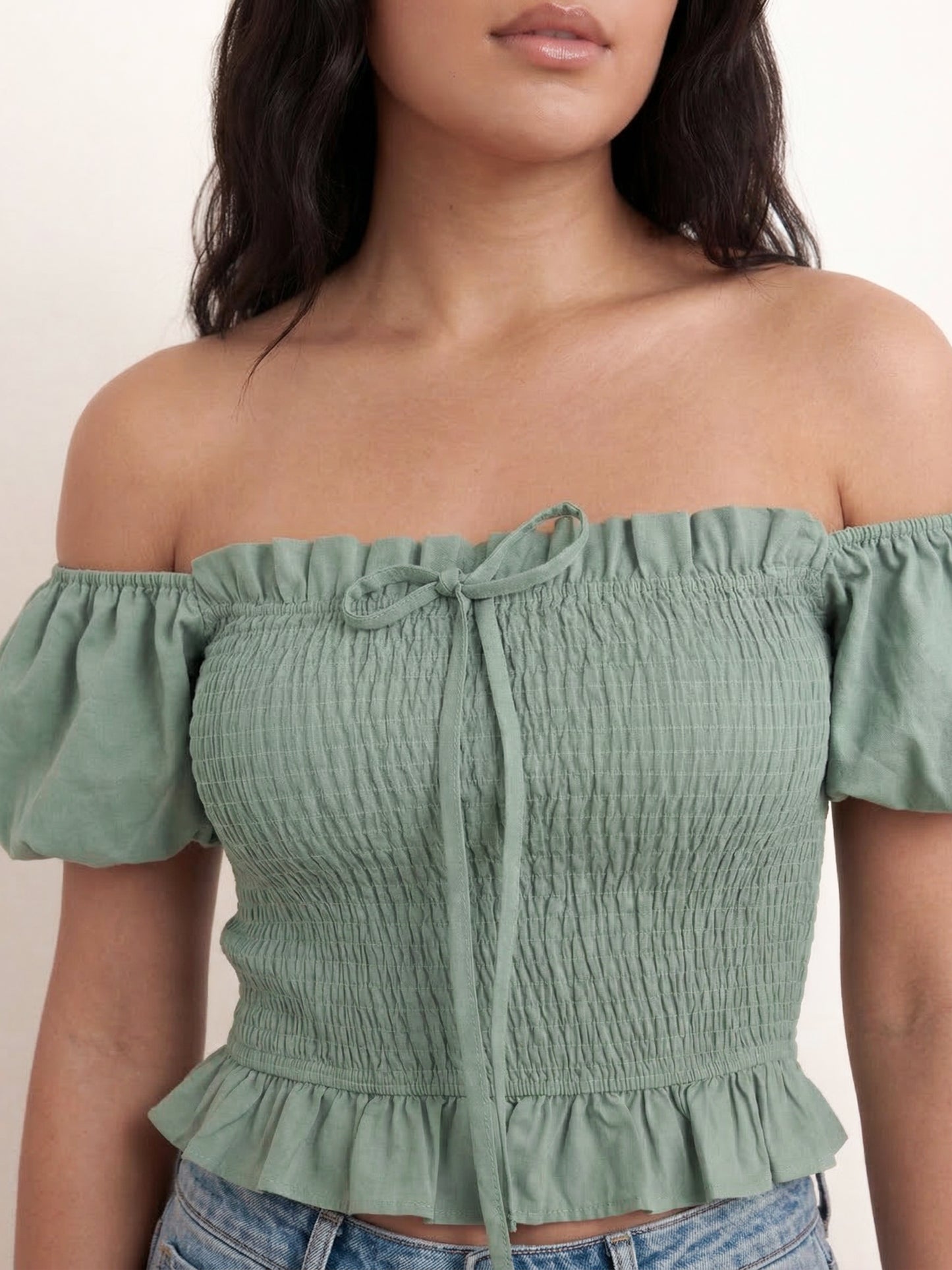 Lovedrobe Sea Green Short Sleeve Shirred Top Co-Ord