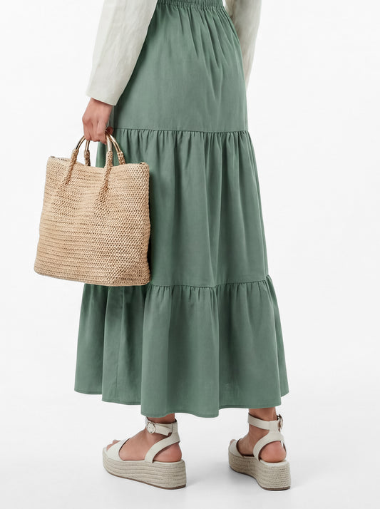 Lovedrobe Sea Green Shirred Waist Tiered Maxi Skirt Co-Ord