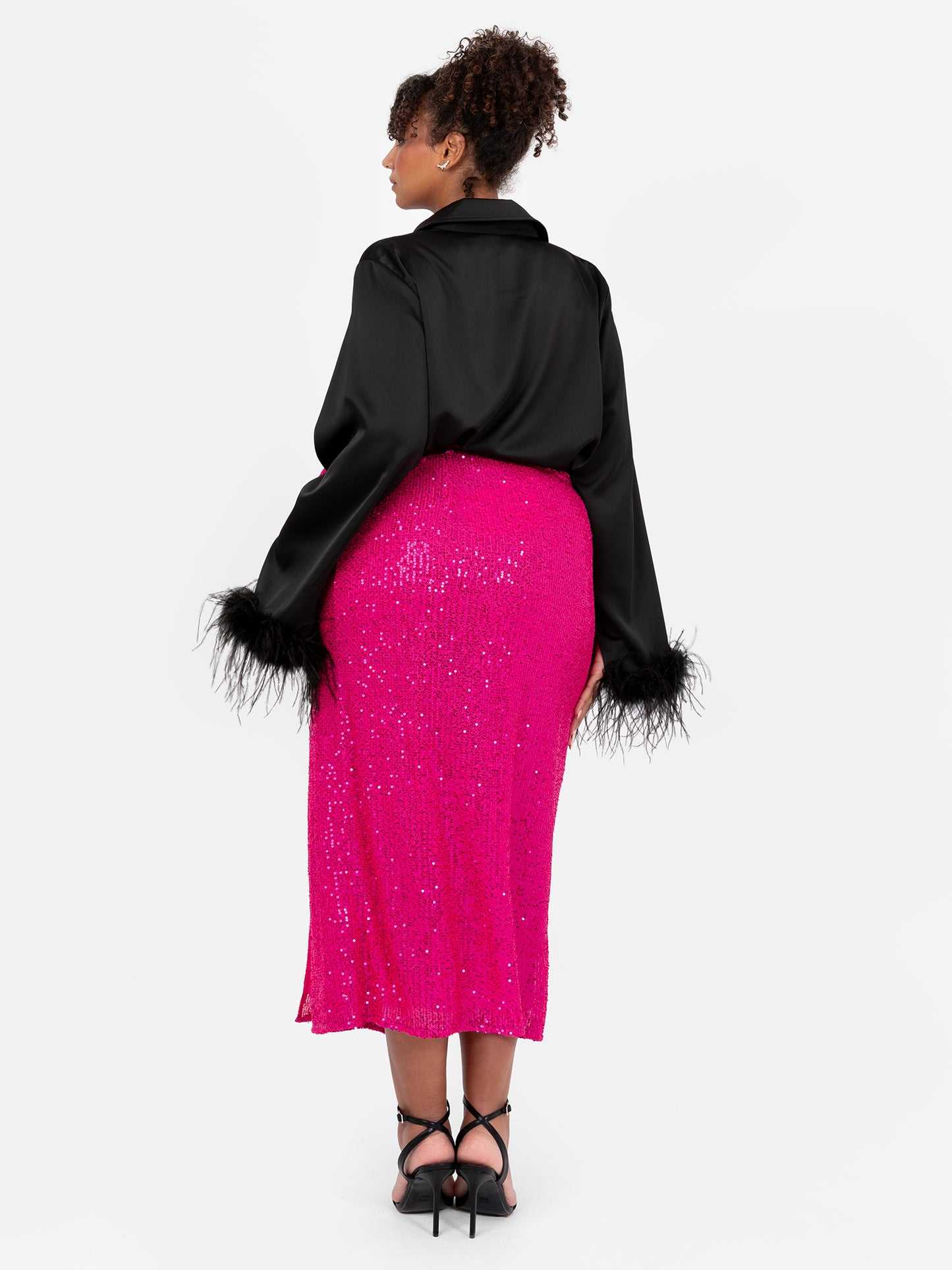 Lovedrobe Fuchsia Sequin Midi Wrap Skirt