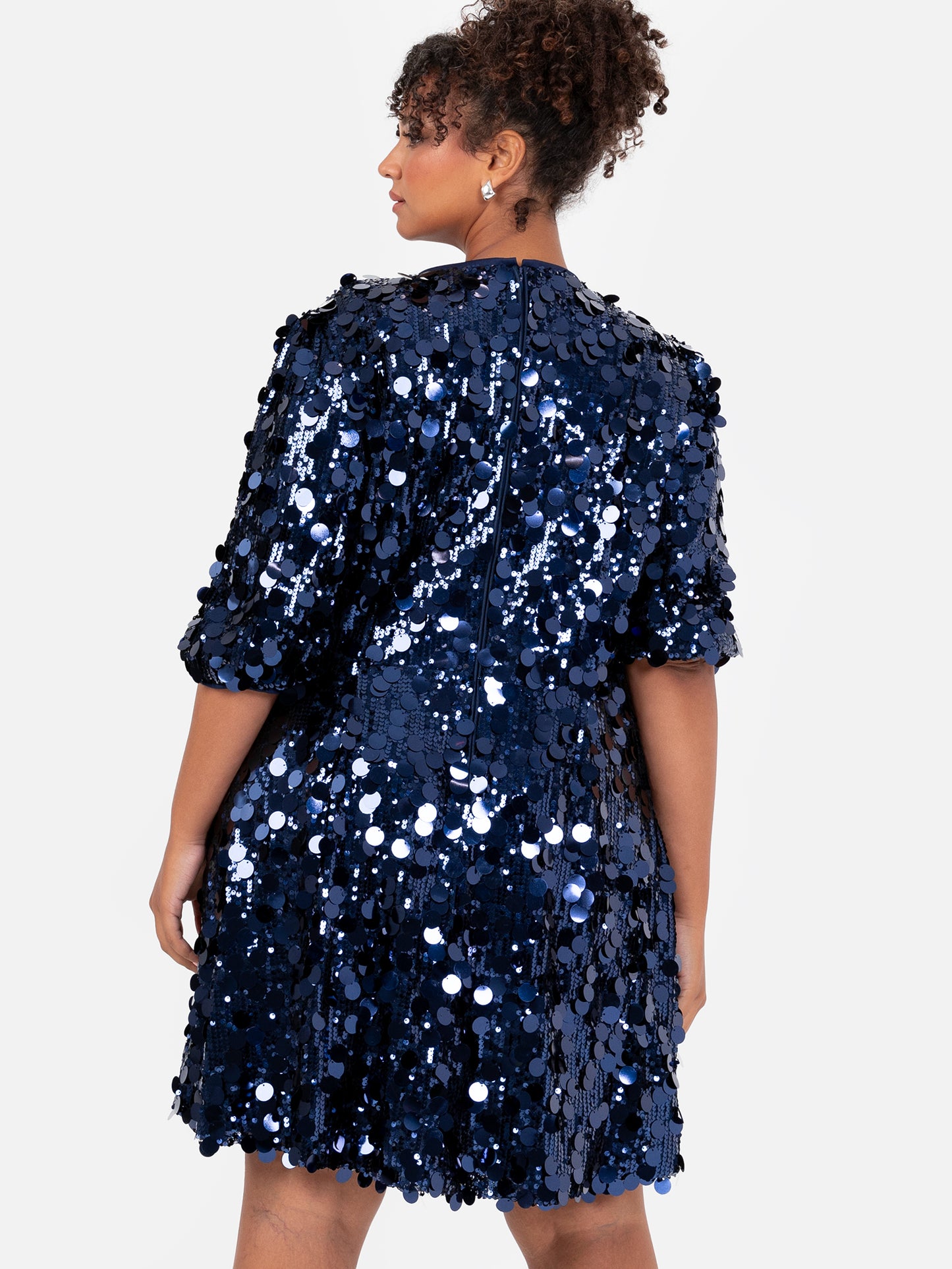 Lovedrobe Navy Sequin Short Sleeve Mini Dress