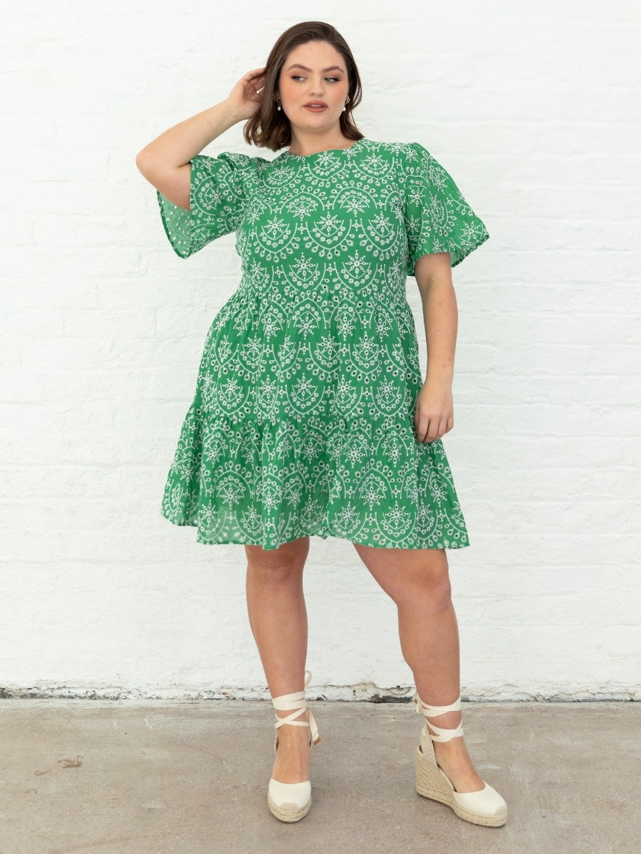 Lovedrobe Angel Sleeve Tie Back Smock Mini Dress