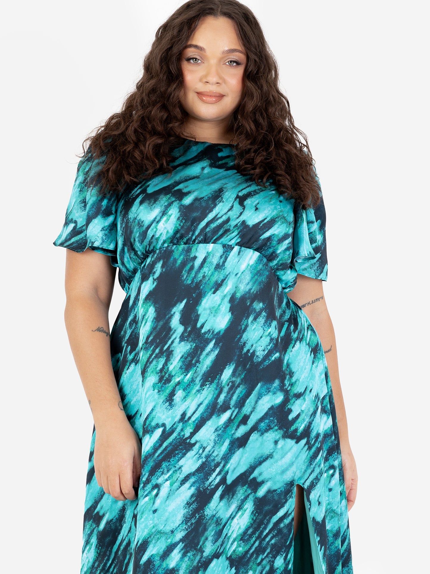 Lovedrobe Marble Effect Short Sleeve Midaxi Dress