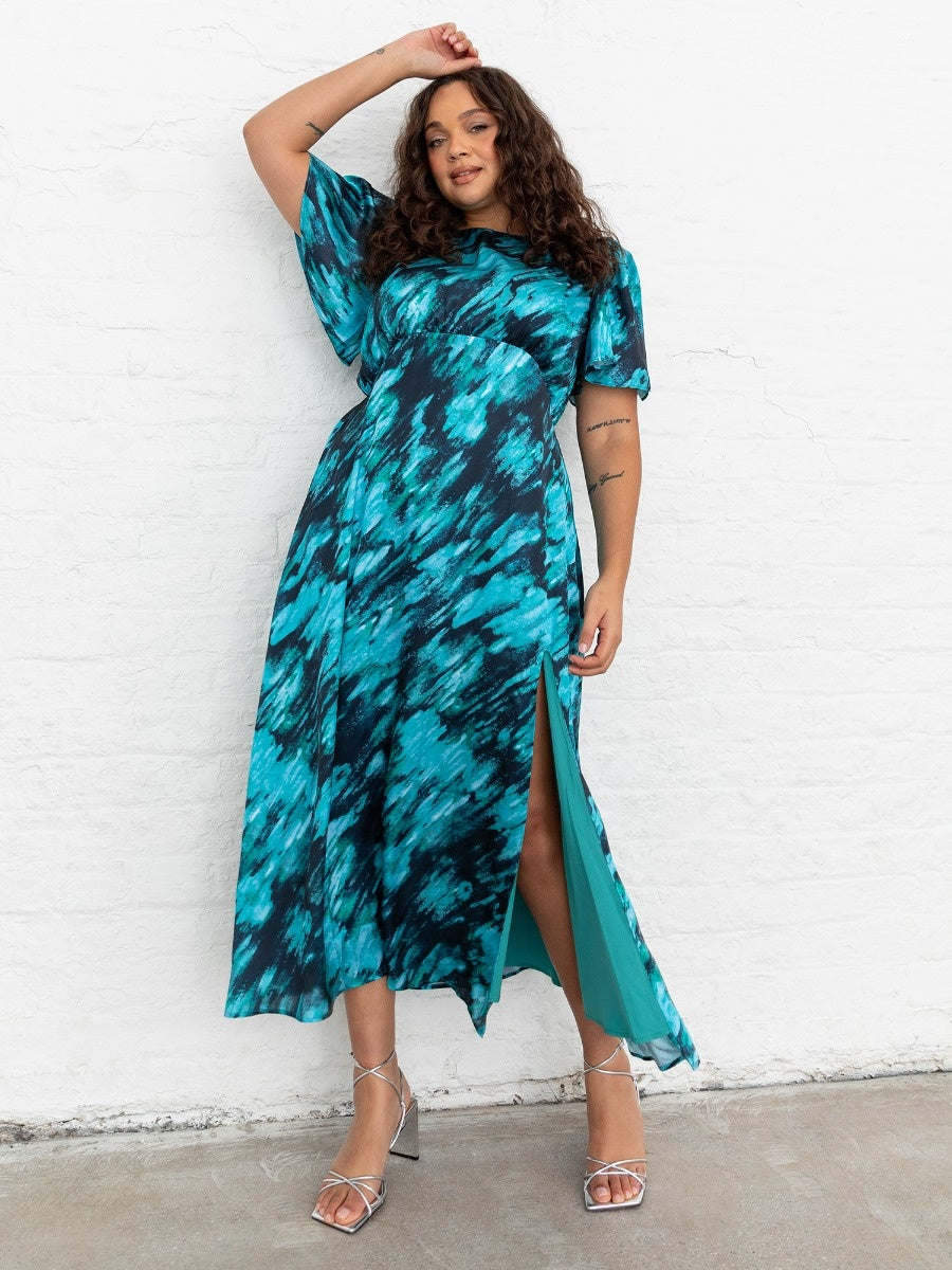 Lovedrobe Marble Effect Short Sleeve Midaxi Dress