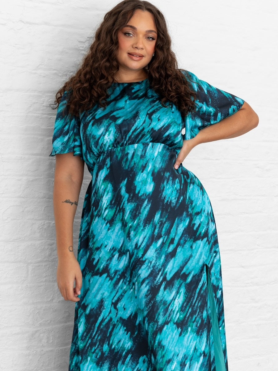 Lovedrobe Marble Effect Short Sleeve Midaxi Dress