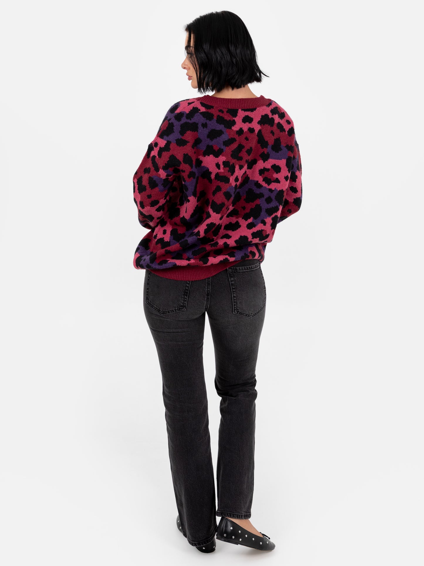 Lovedrobe Leopard Jacquard V Neck Maxiline Cardigan