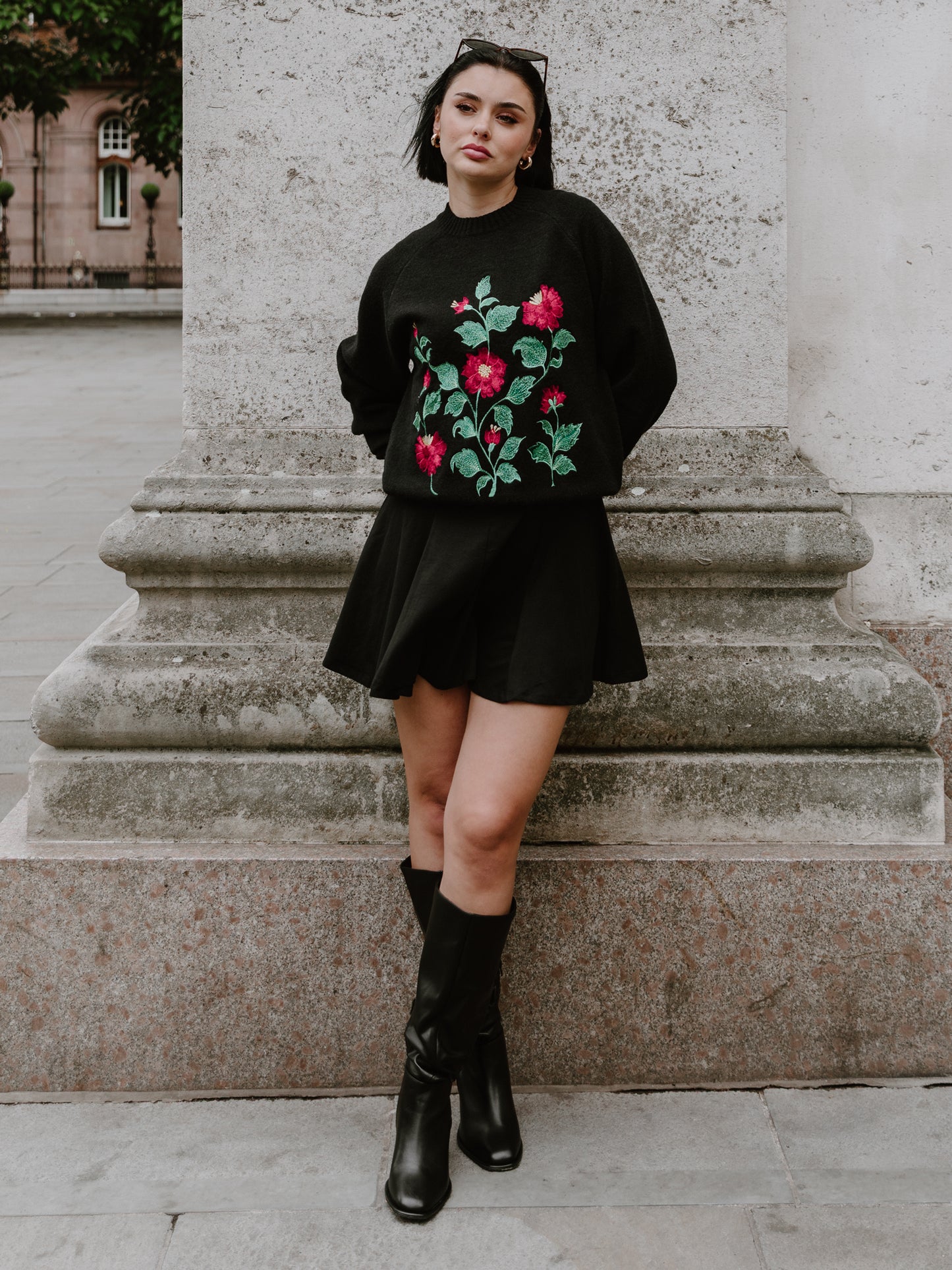Lovedrobe Floral Embroidered Raglan Sleeve Jumper