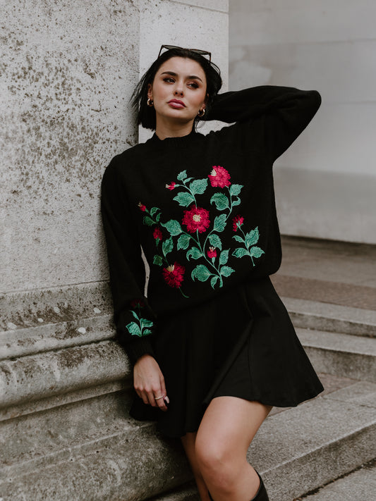 Lovedrobe Floral Embroidered Raglan Sleeve Jumper