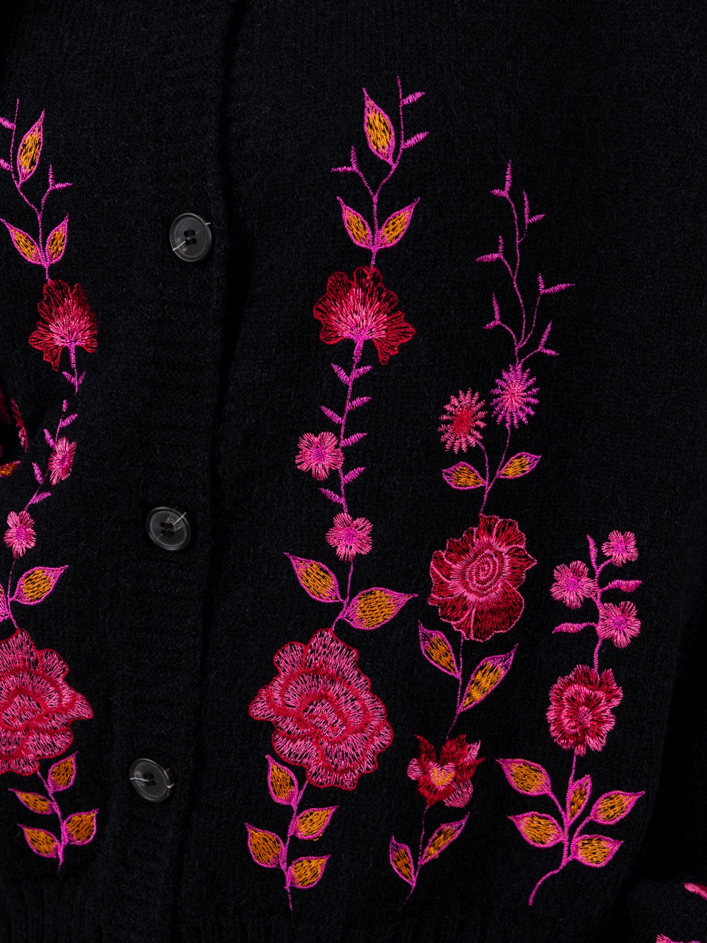 Lovedrobe Floral Embroidered Black Cardigan