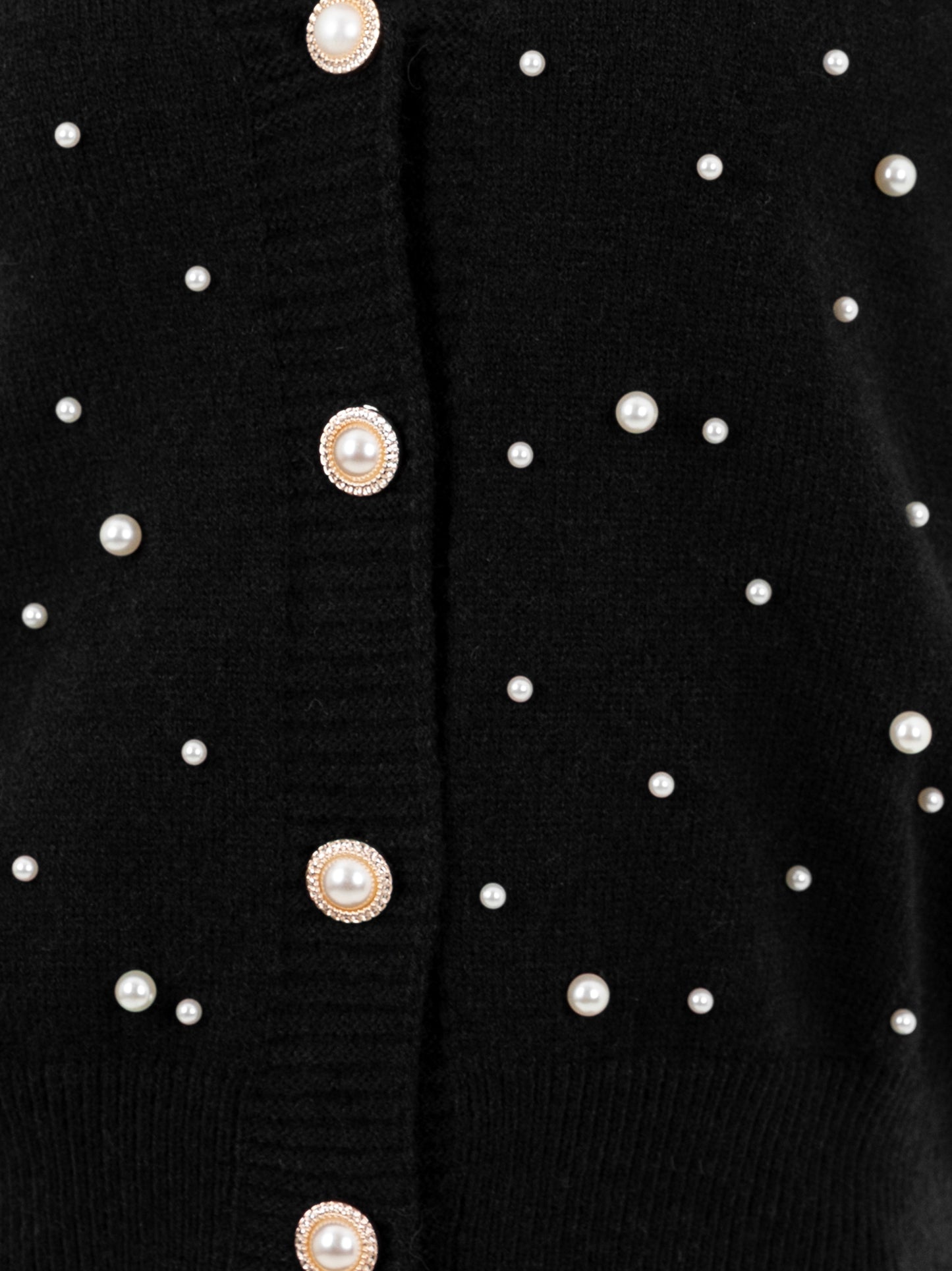 Lovedrobe Pearl Embellished Black Cardigan