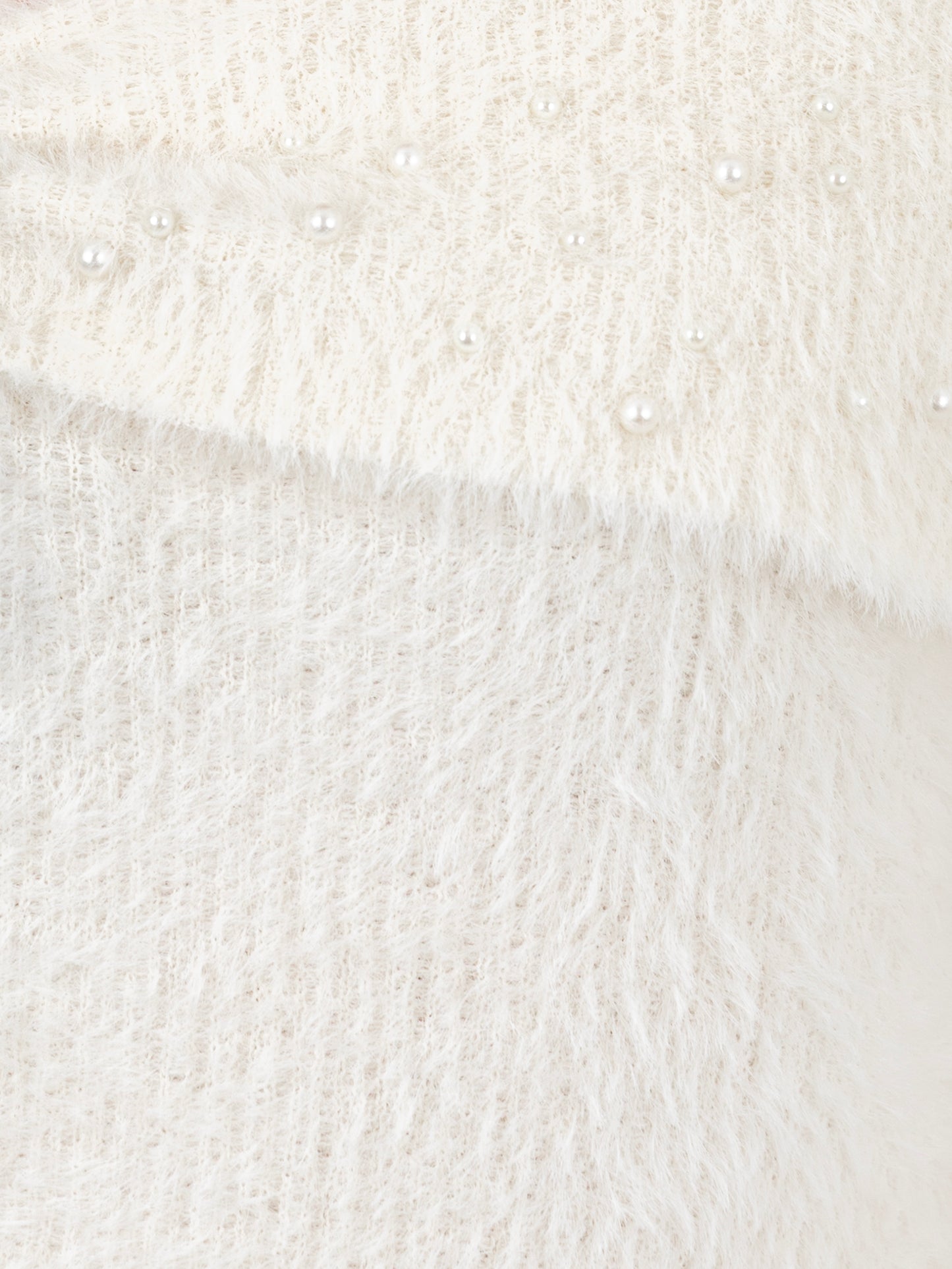 Lovedrobe Velvet Bow & Pearl Embellished Ivory Bardot Jumper