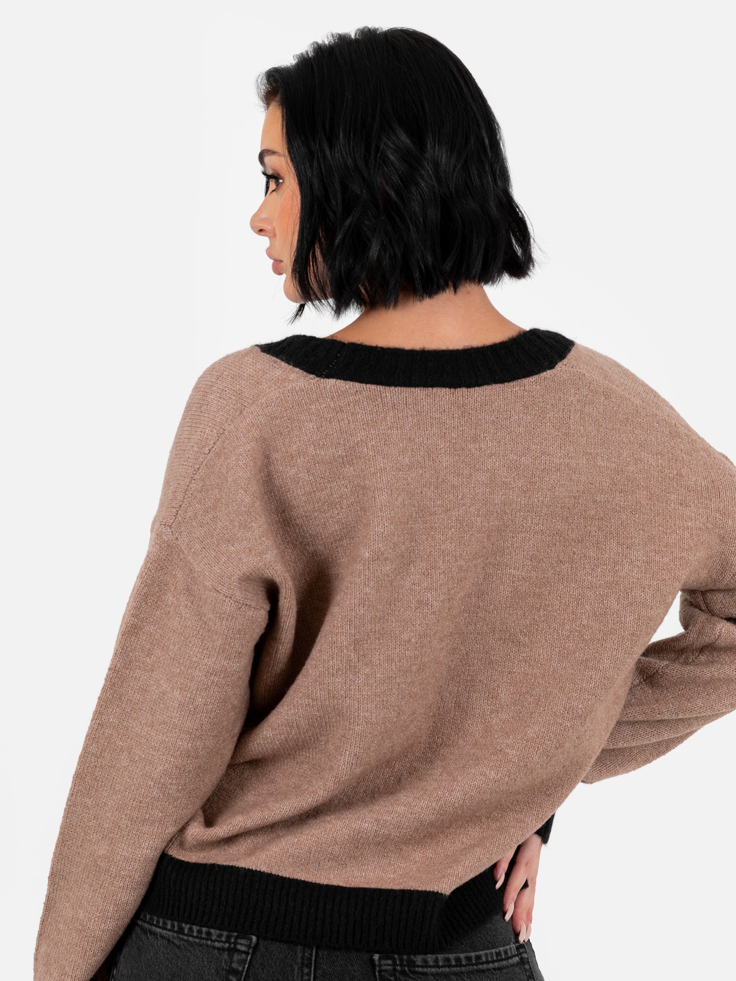 Lovedrobe Contrast Edge & Animal Print Ribbon-Tie Cardigan