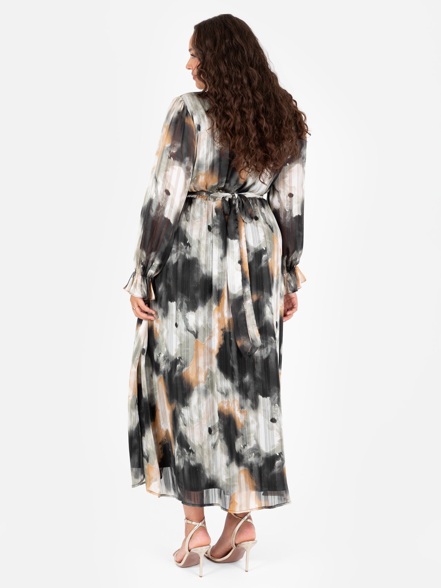 Lovedrobe Faux Wrap Maxi Sleeve Tie Back Midaxi Dress