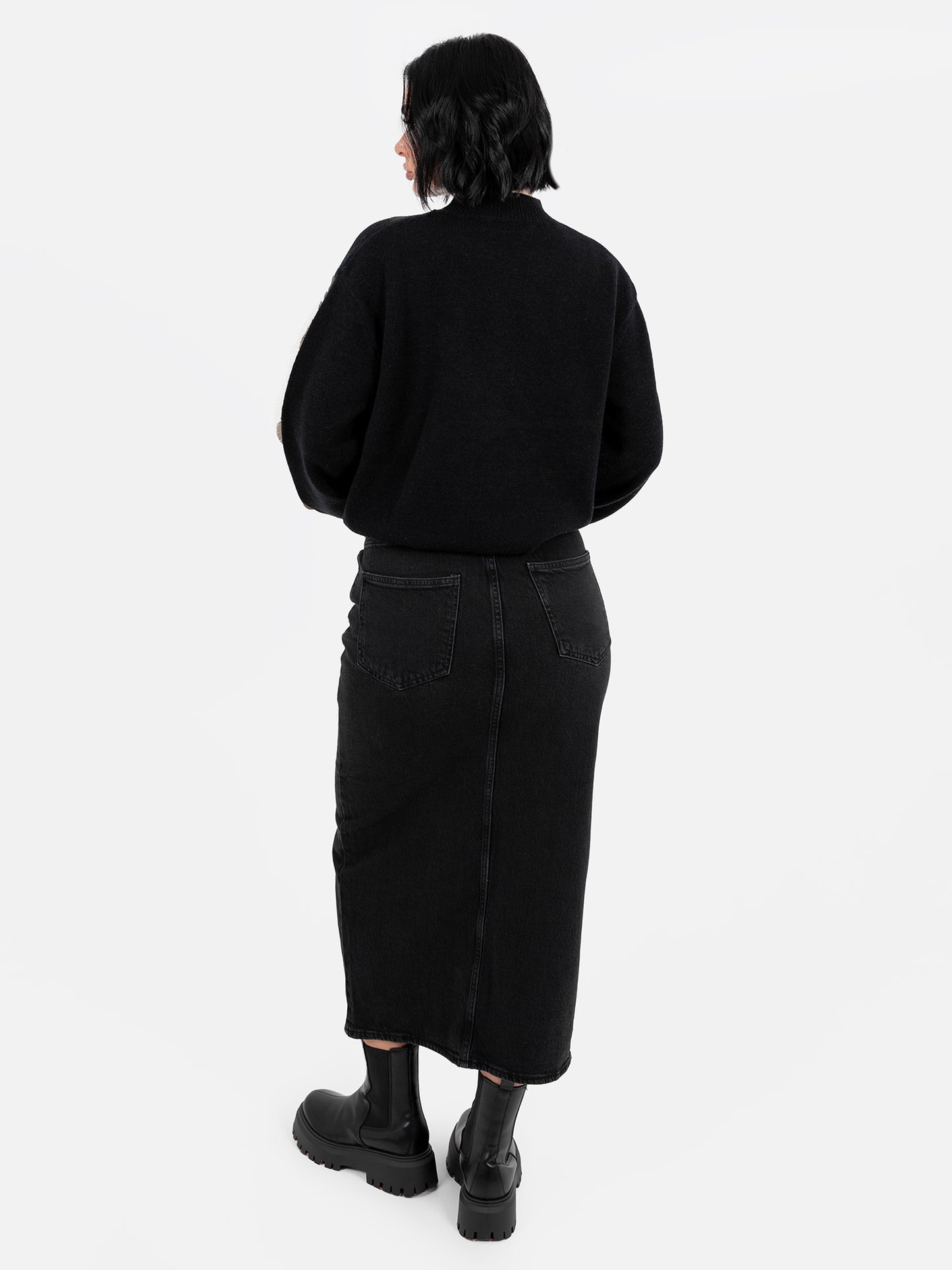 Lovedrobe Black Jumper with Contrasting Satin Squiggle Applique