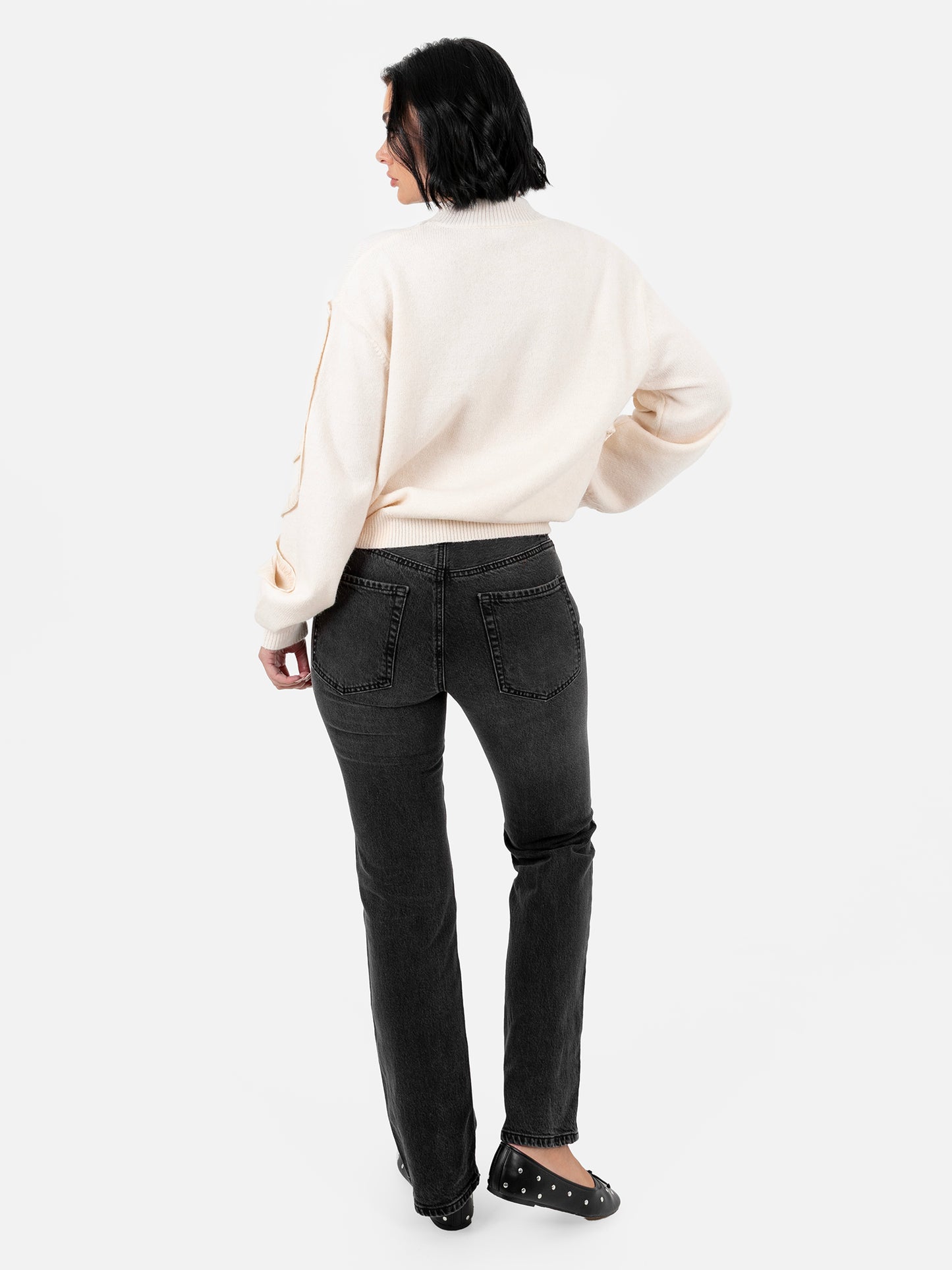 Lovedrobe Cream Jumper with Satin Squiggle Applique