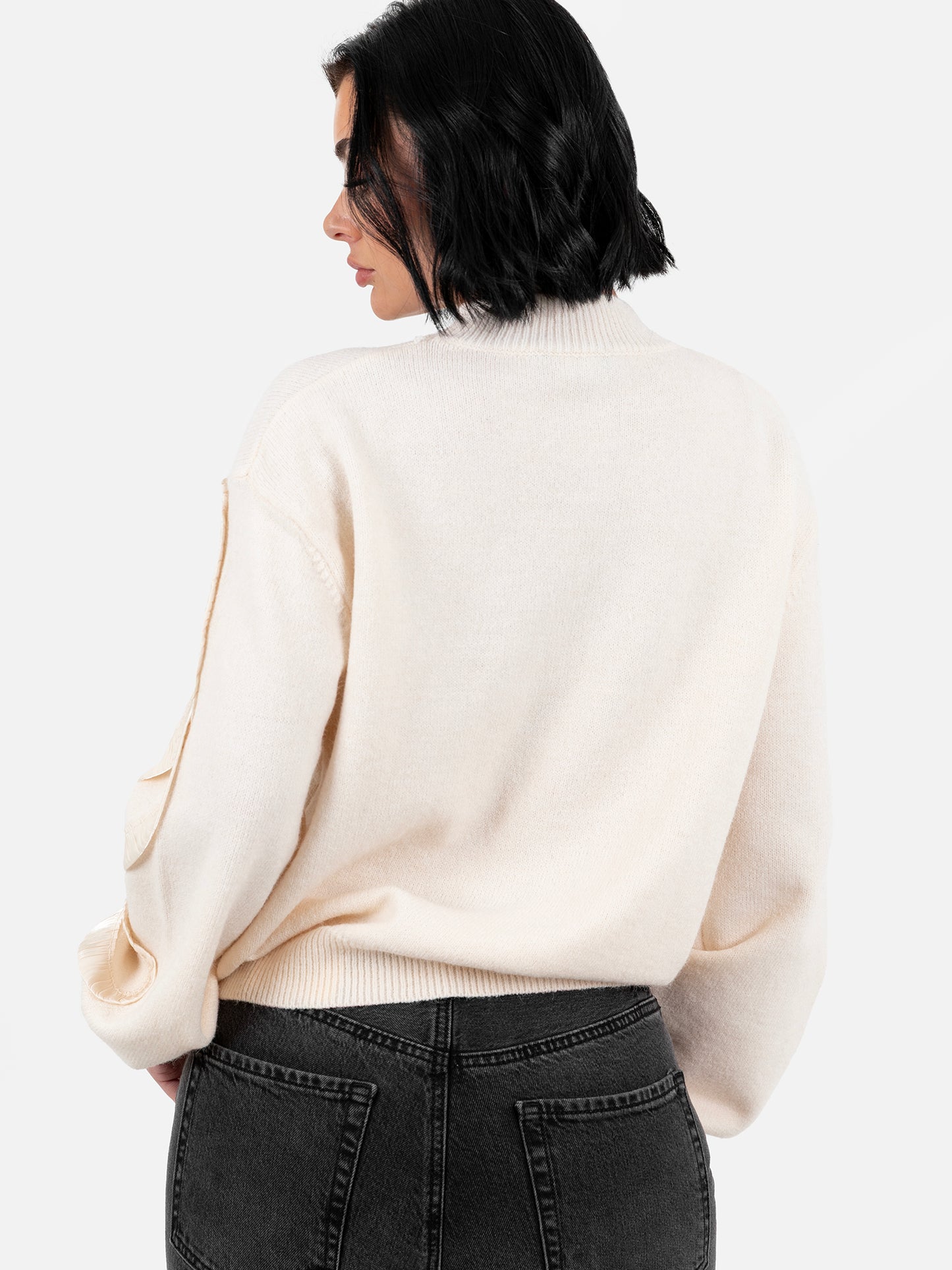 Lovedrobe Cream Jumper with Satin Squiggle Applique