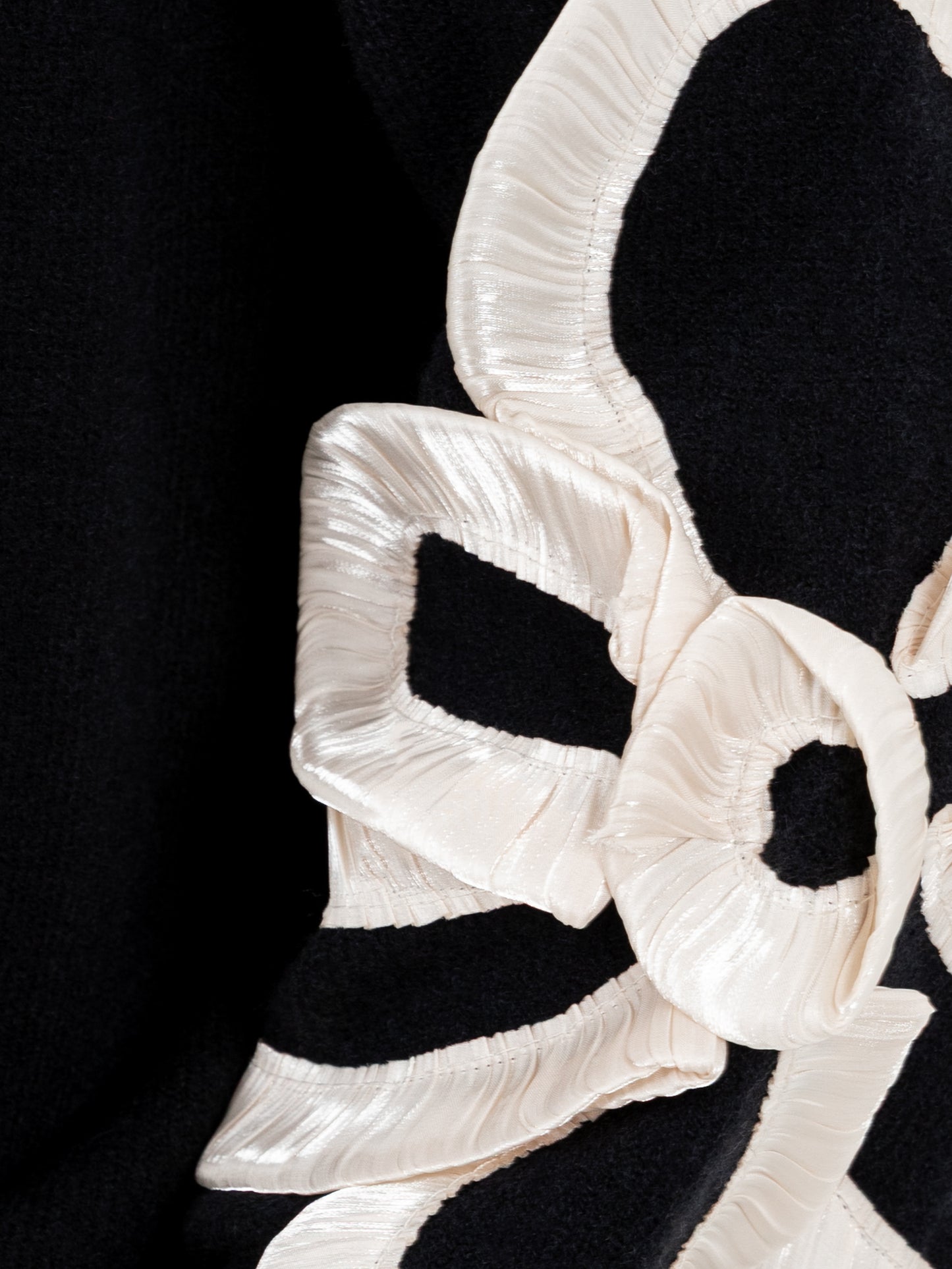 Lovedrobe Black Jumper with Satin Floral Applique on Sleeves