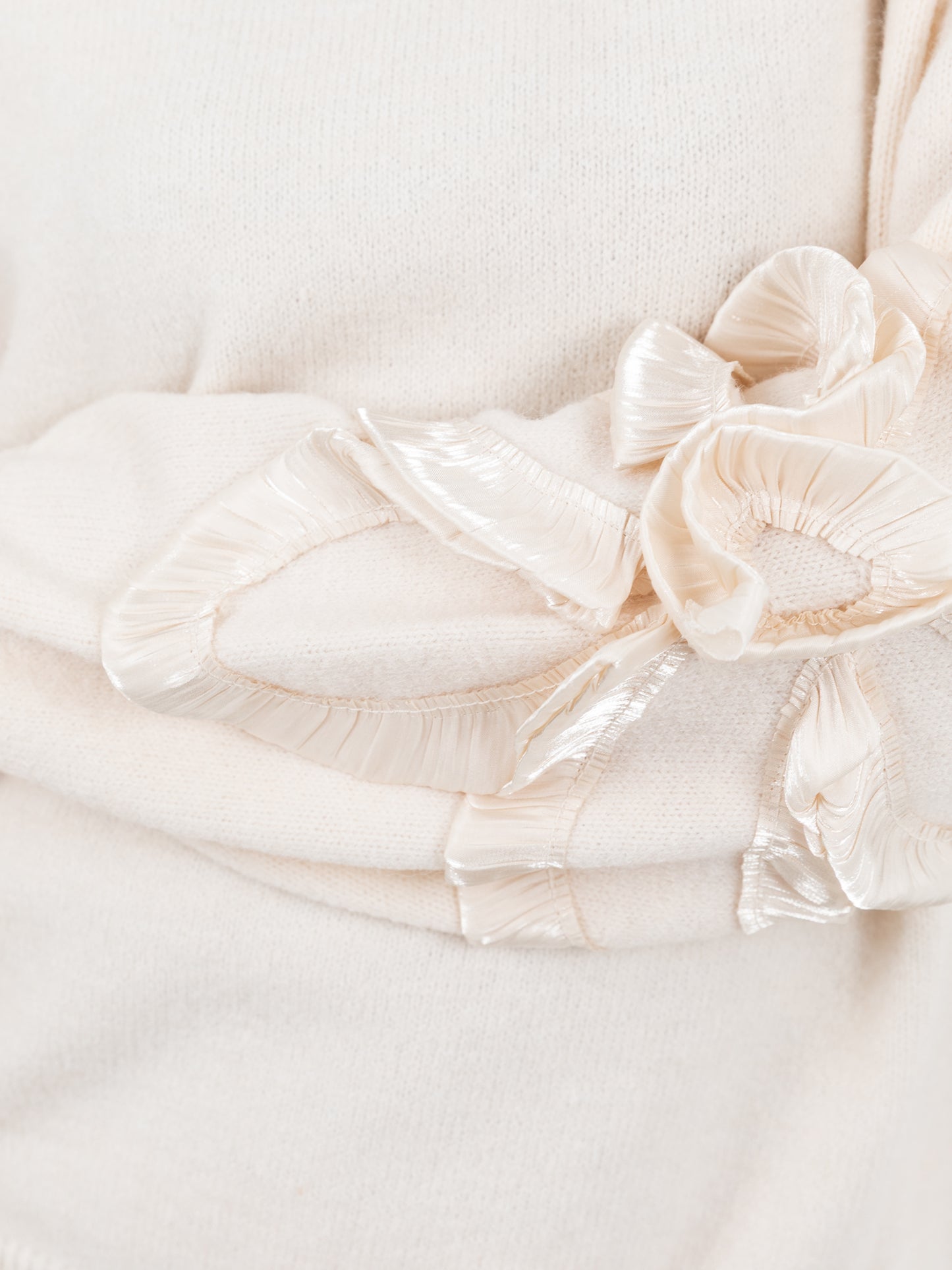 Lovedrobe Cream Jumper with Satin Squiggle Applique on Sleeves