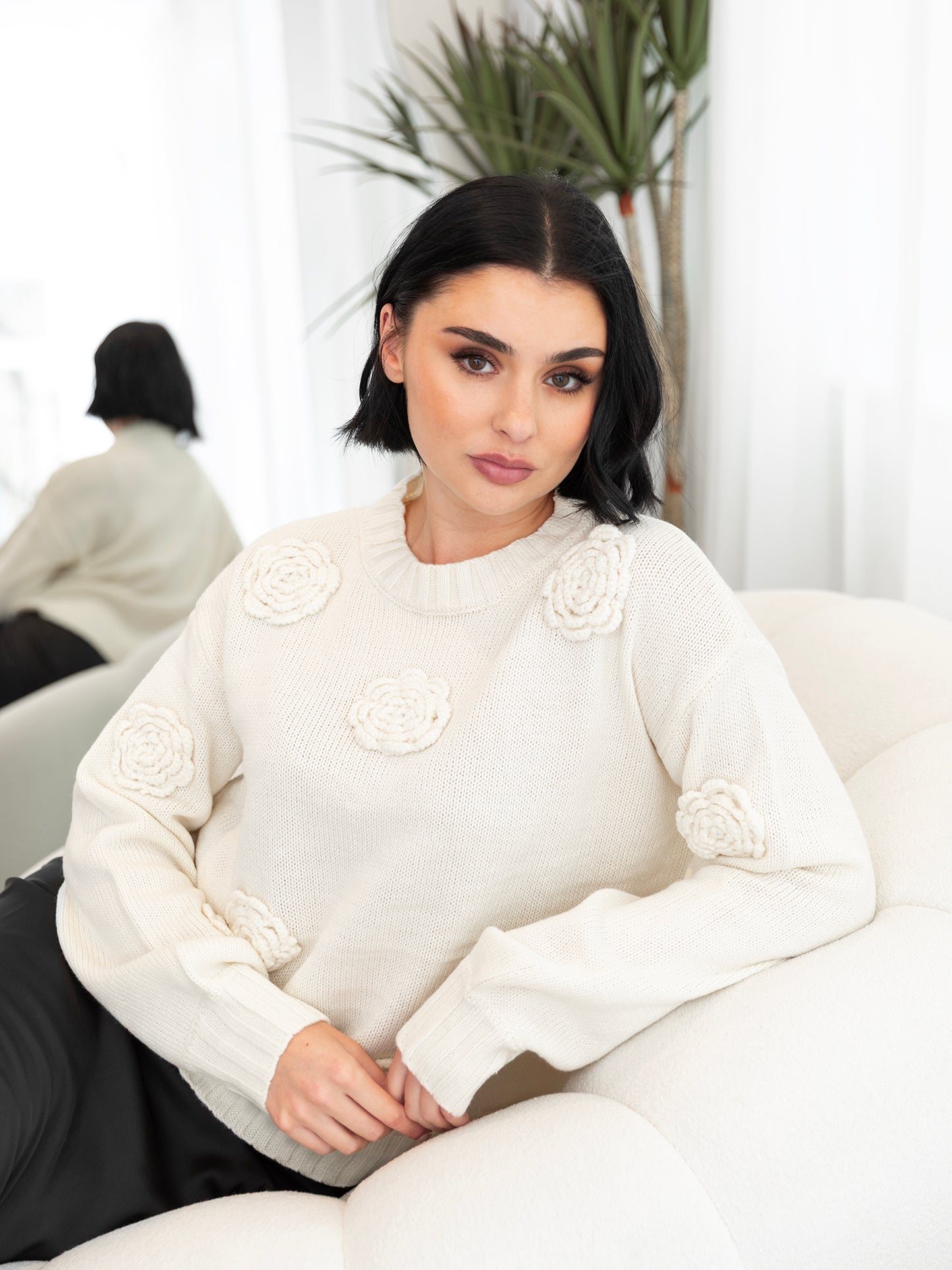 Lovedrobe Cream Floral Applique Jumper