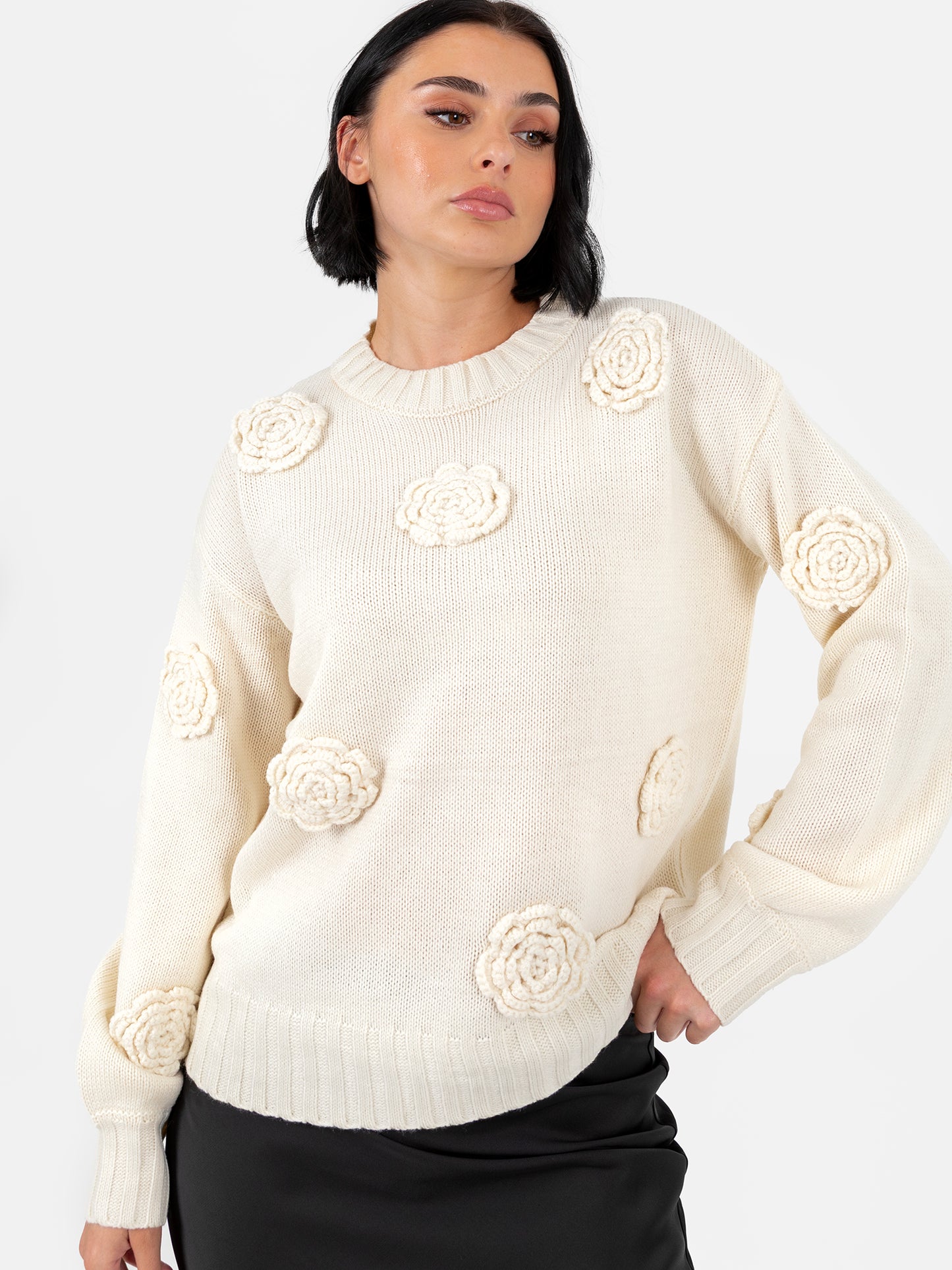 Lovedrobe Cream Floral Applique Jumper
