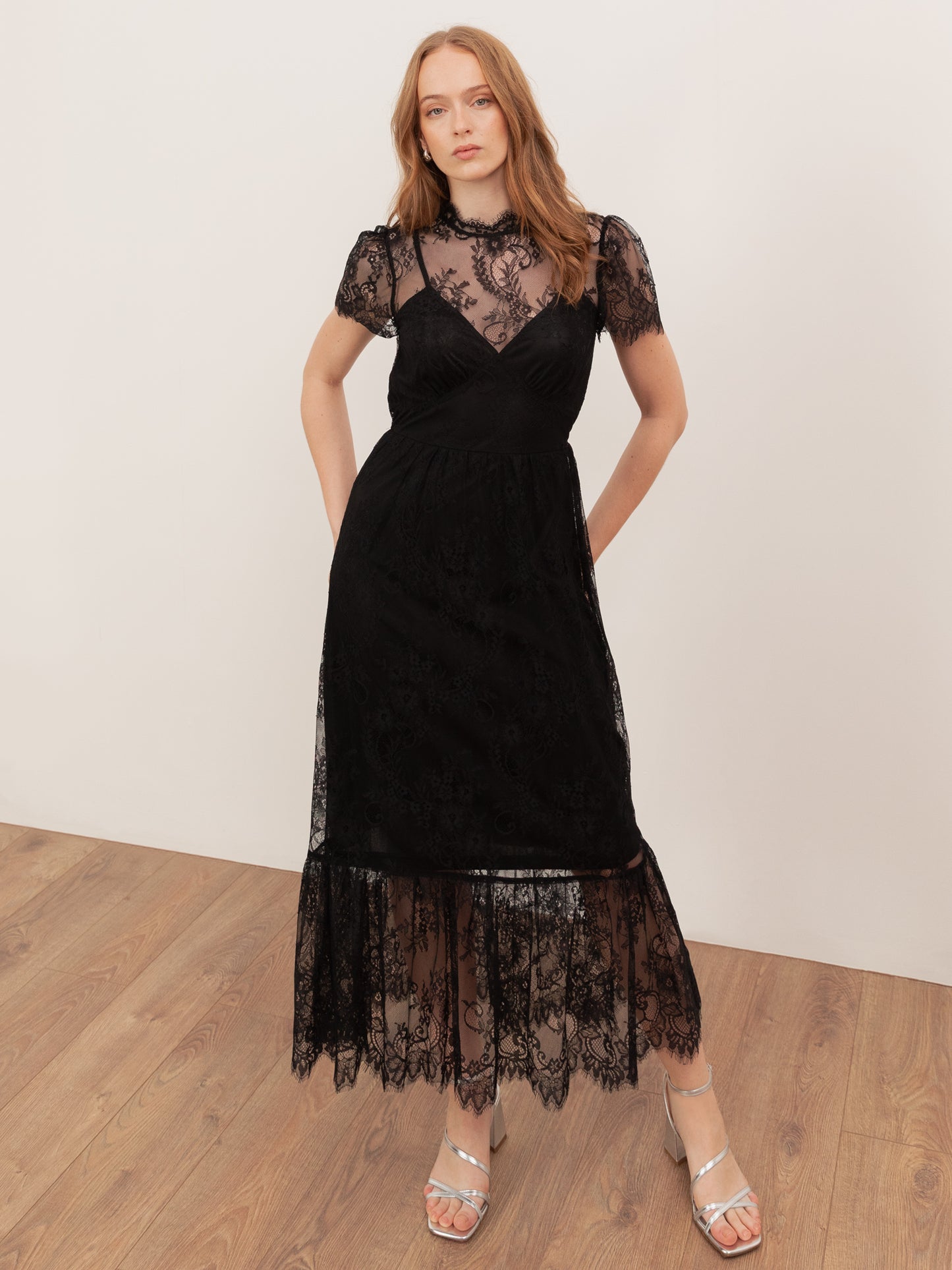 Lovedrobe Black Lace Midaxi Dress
