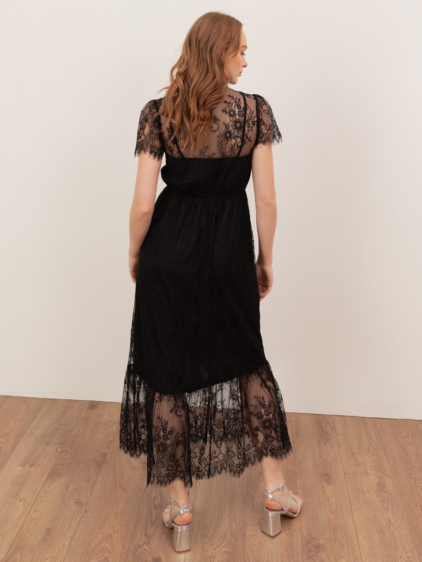 Lovedrobe Black Lace Midaxi Dress