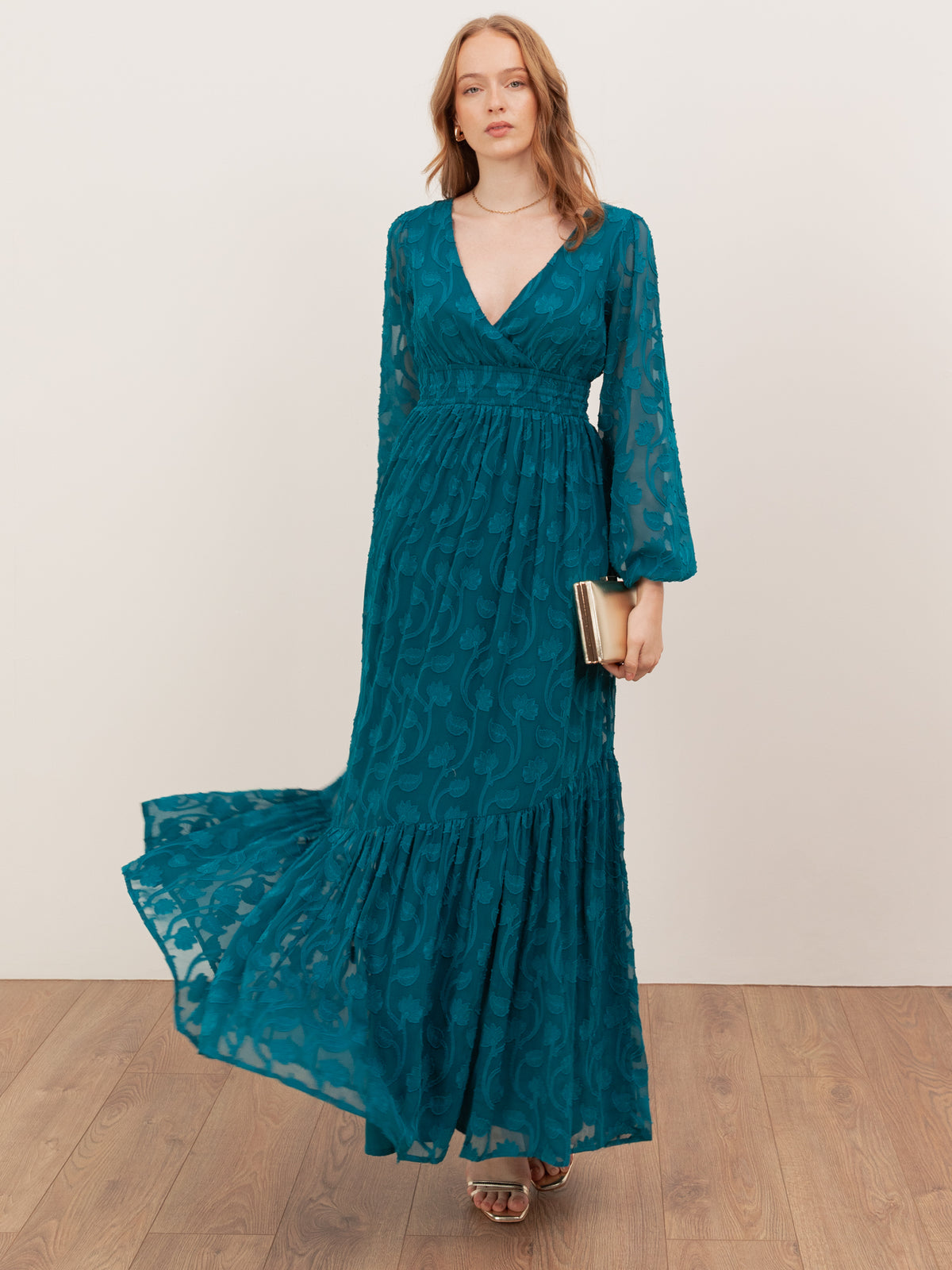 Lovedrobe Floral Burnout Tie Back Maxi Dress Asymmetric Split Hem