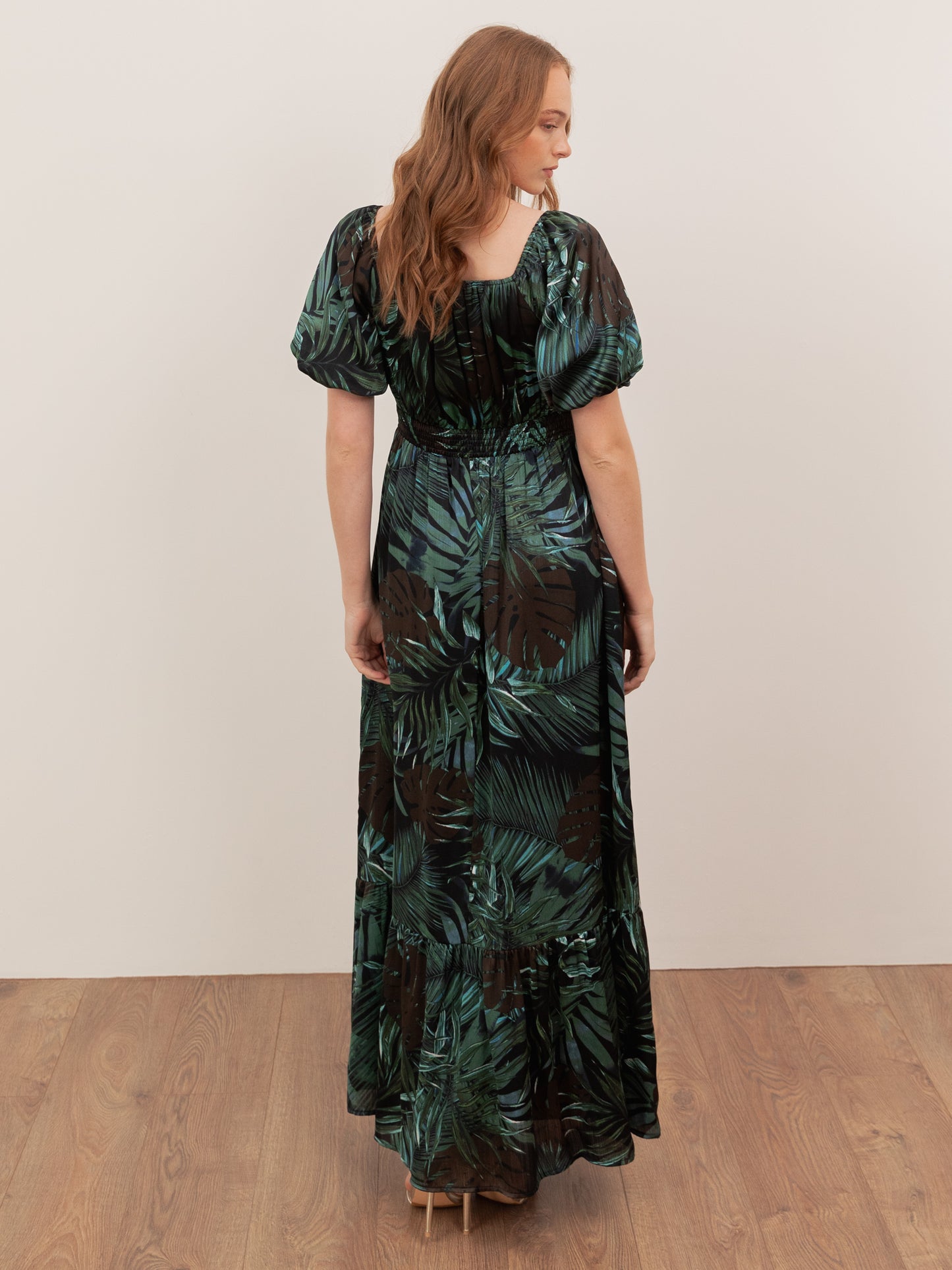 Lovedrobe Tropical Print Square Neck Short Sleeve Maxi Dress