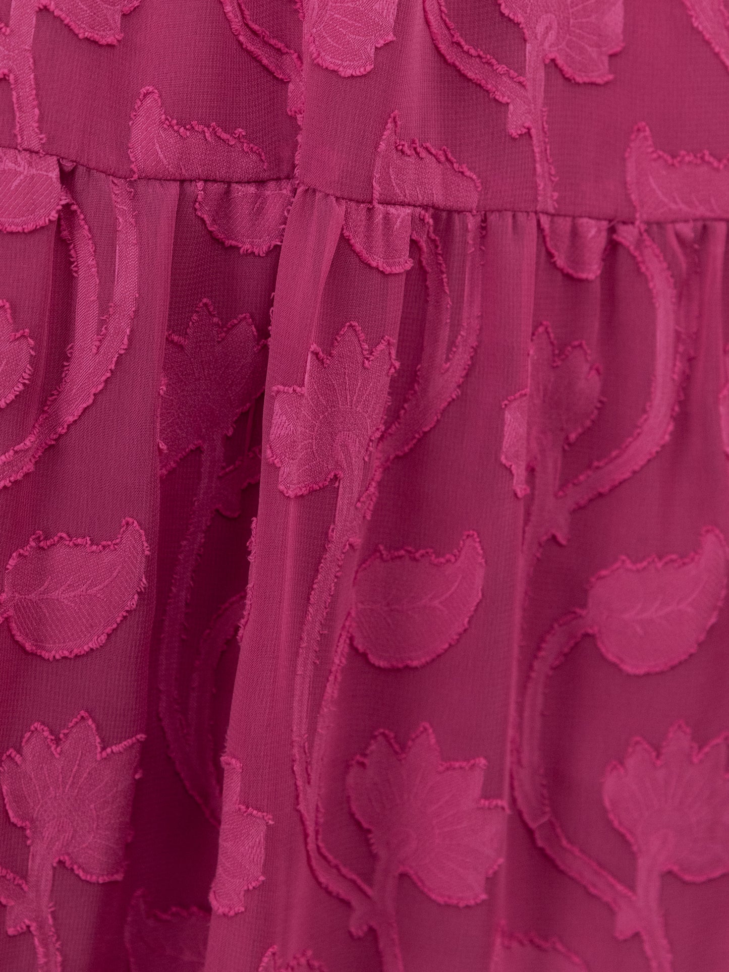 Lovedrobe Fuchsia Floral Burnout Tiered Maxi Skirt