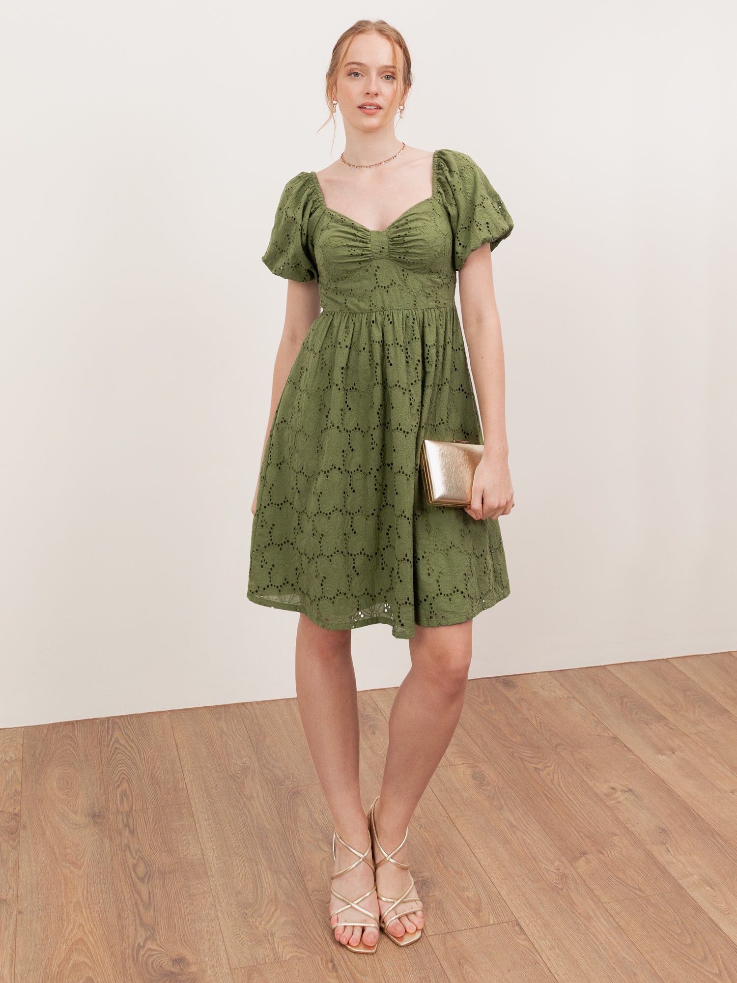 Lovedrobe Broderie Bow Detail Mini Dress
