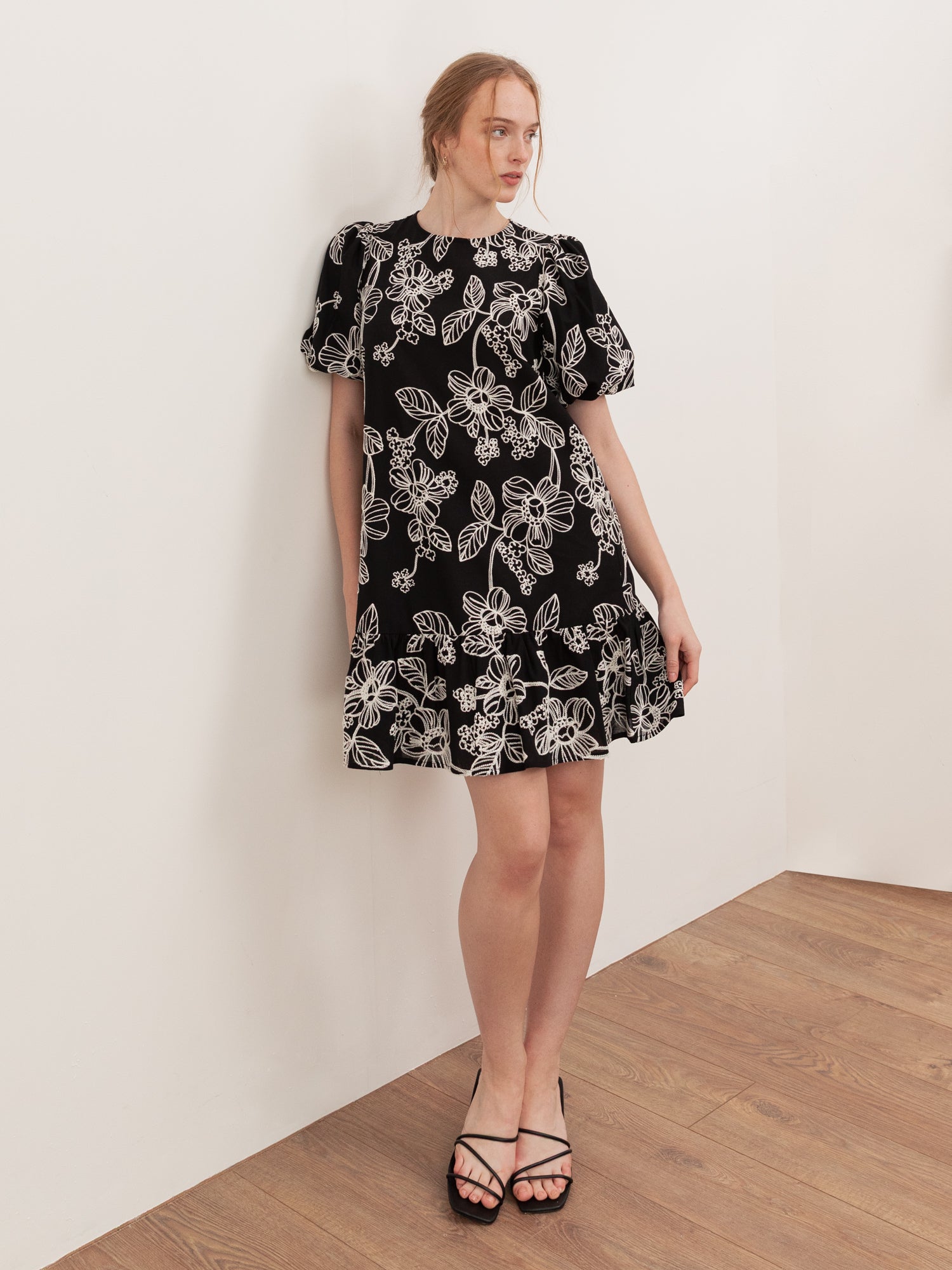 Lovedrobe Embroidered Short Sleeve Swing Mini Dress