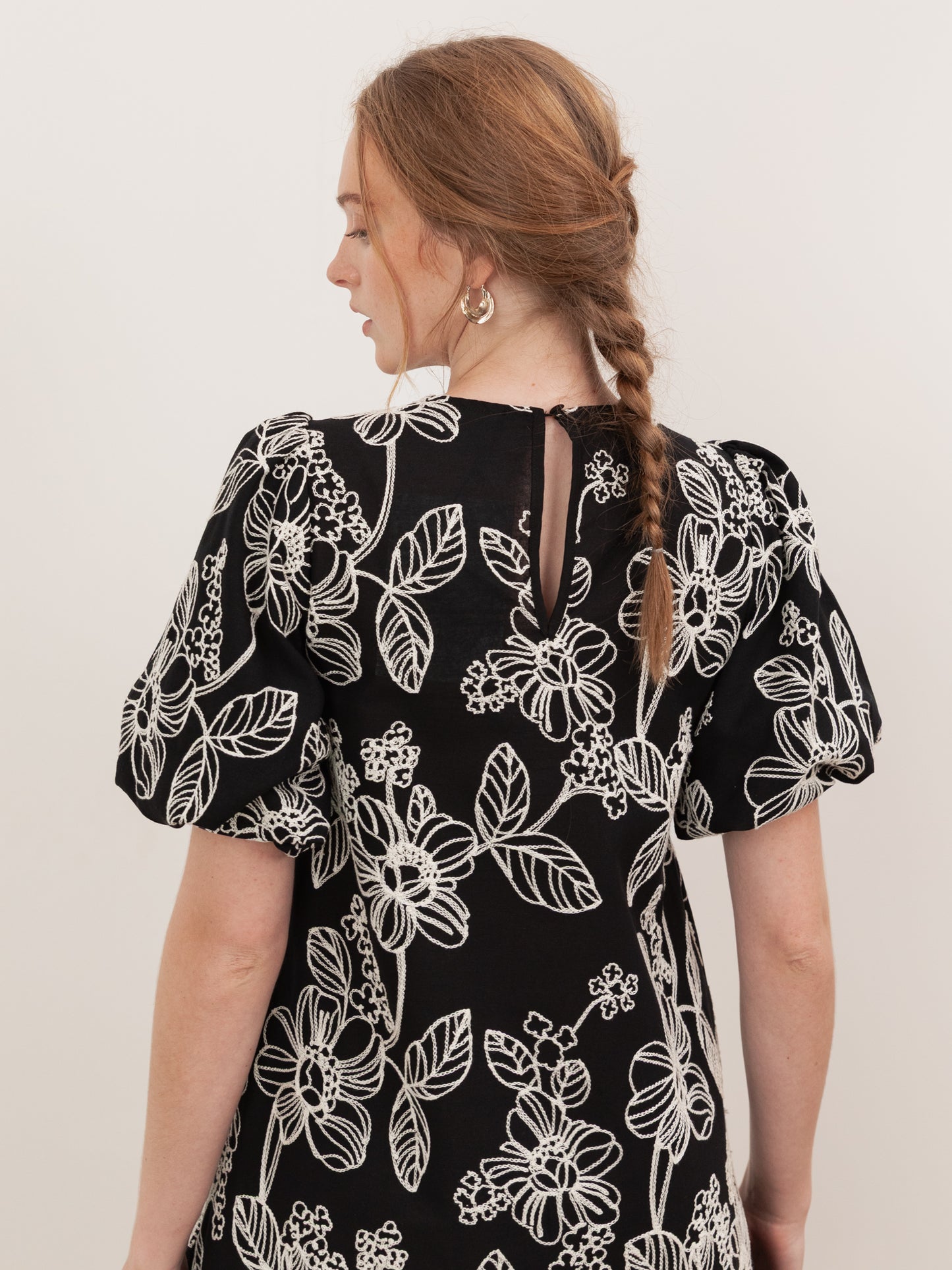 Lovedrobe Black Embroidered Short Sleeve Swing Mini Dress