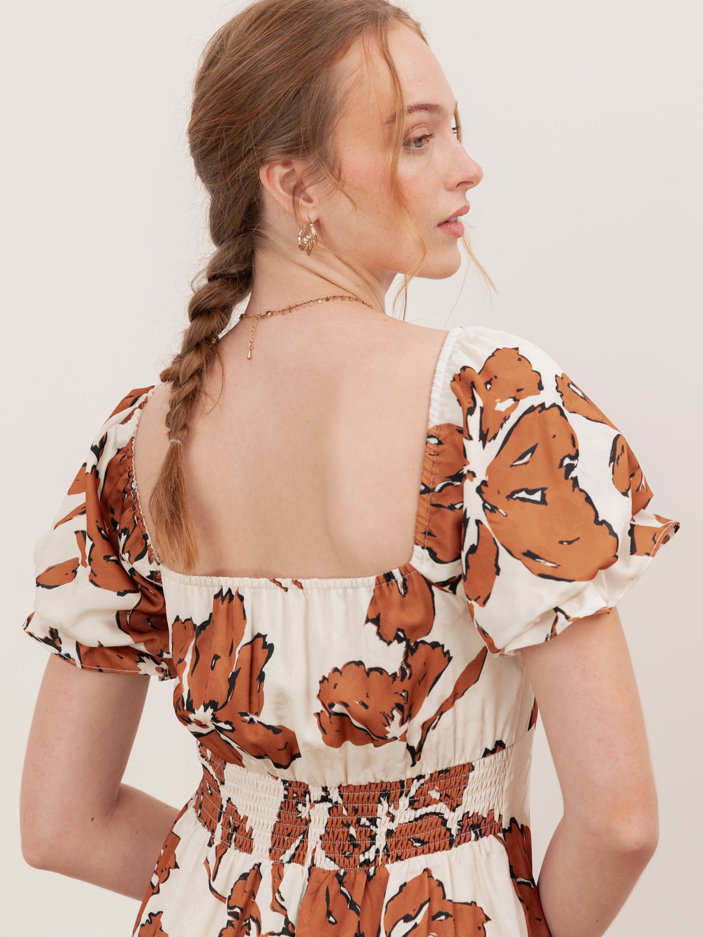 Lovedrobe Jacquard Floral Midaxi Dress with Ruched Front