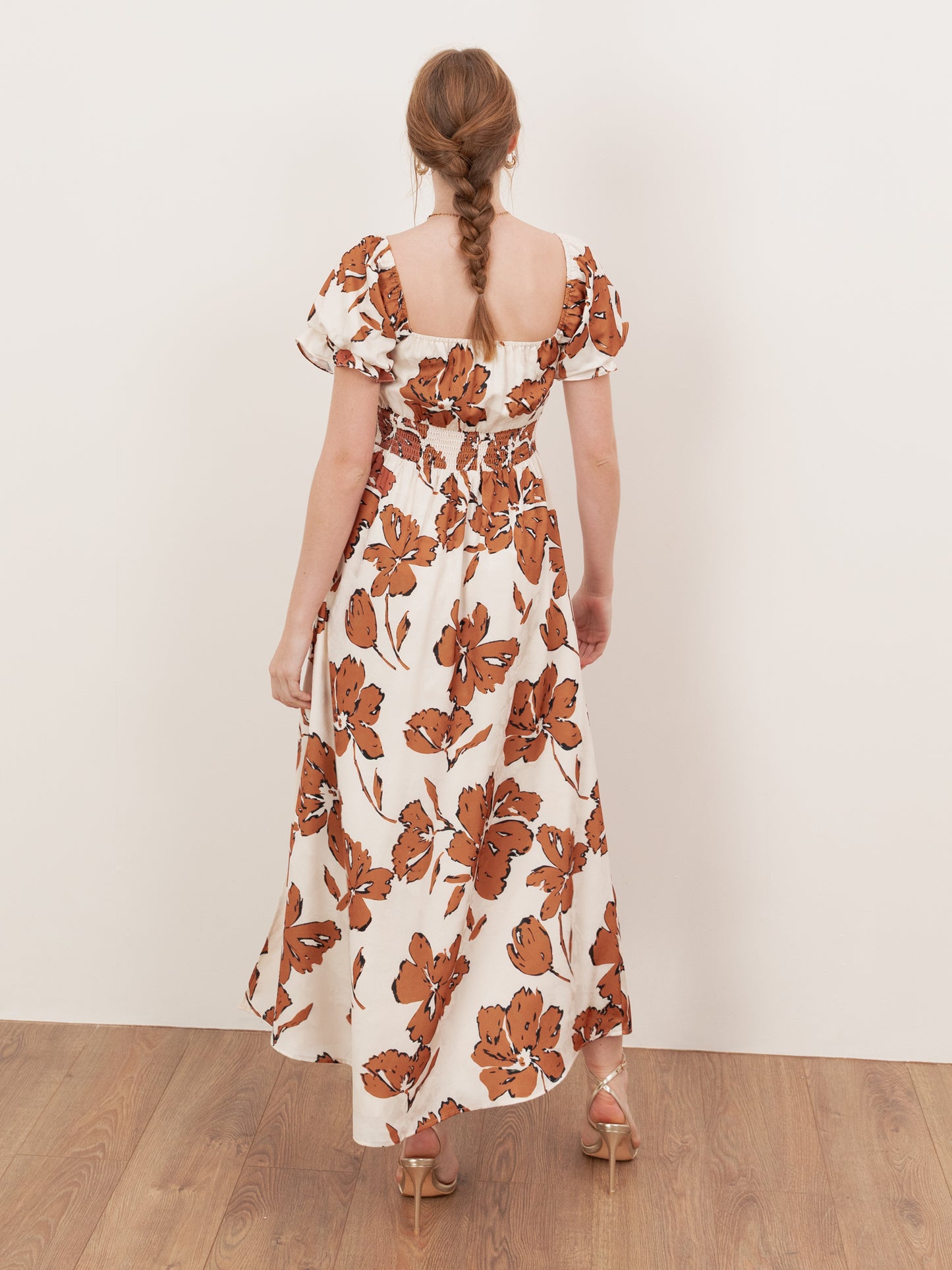 Lovedrobe Jacquard Floral Midaxi Dress with Ruched Front