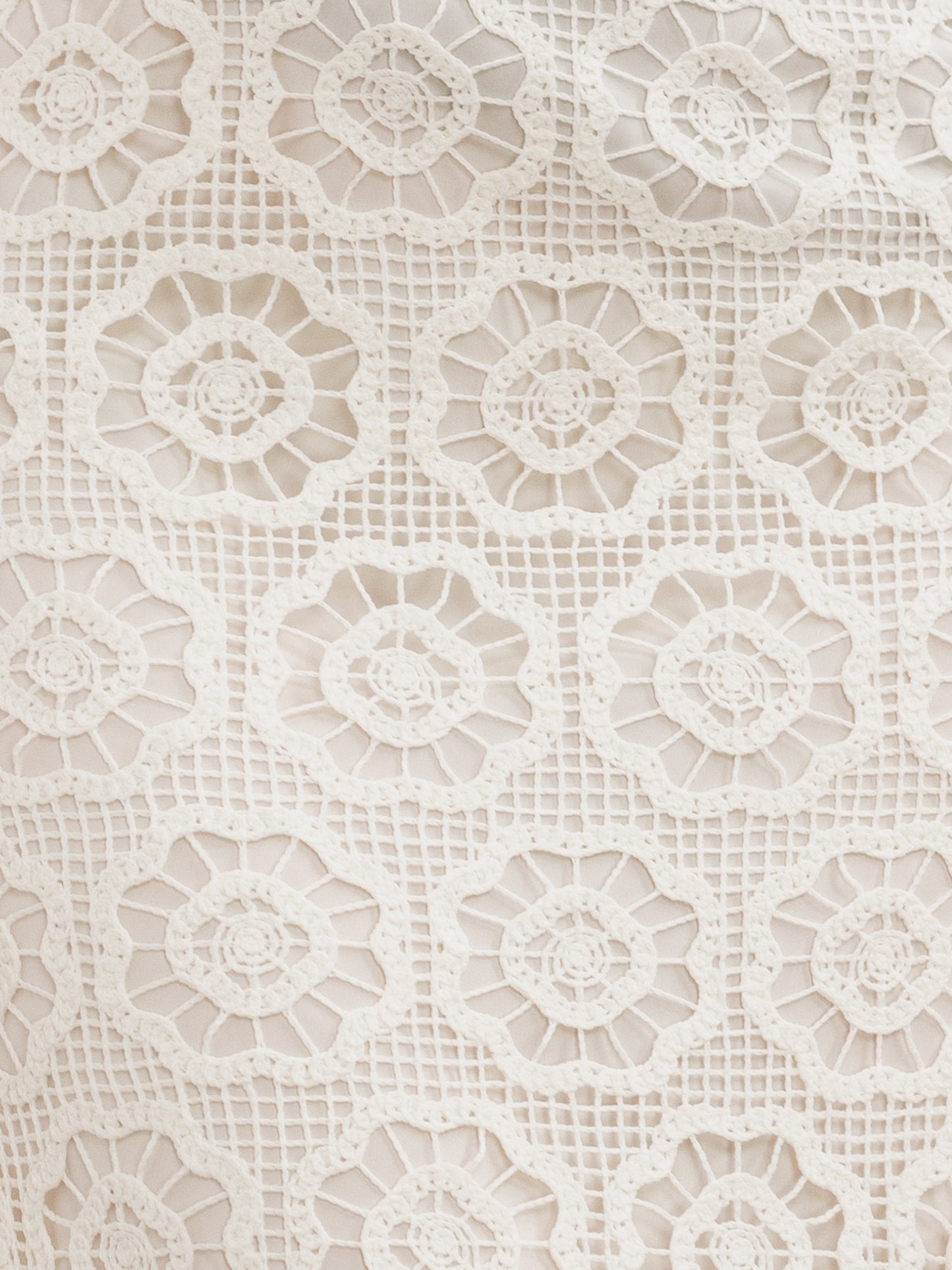 Lovedrobe Cream Crochet Lace Midi Skirt