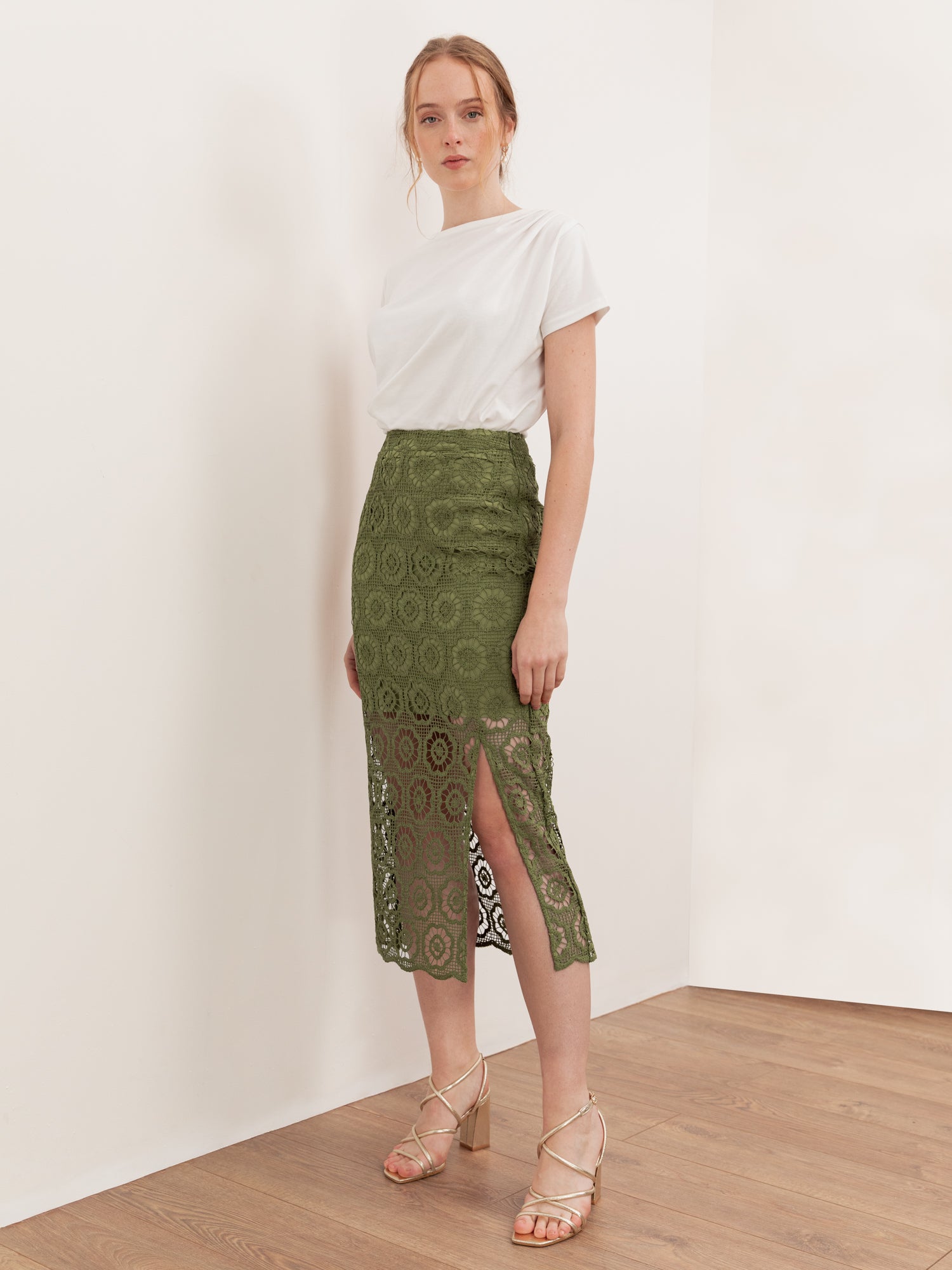 Lovedrobe Crochet Lace Midi Skirt