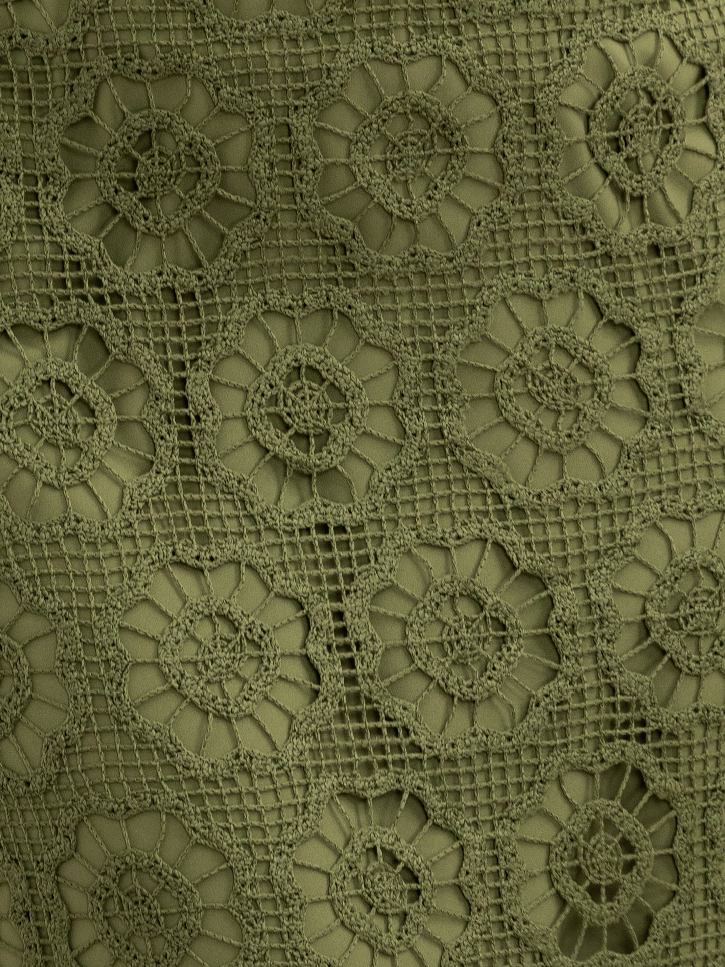 Lovedrobe Khaki Crochet Lace Midi Skirt