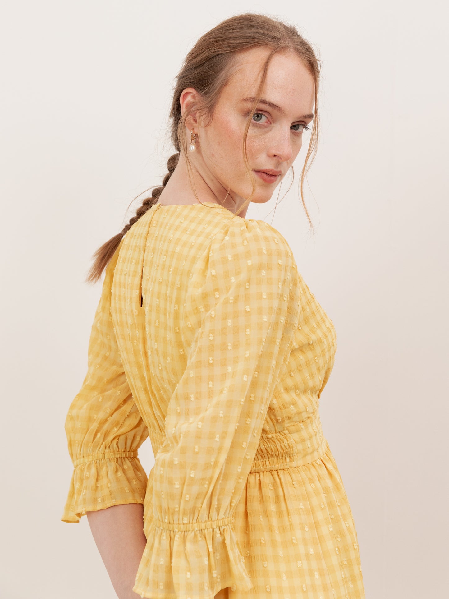 Lovedrobe Yellow Gingham V Neck Midaxi Dress