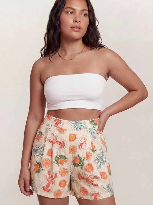 Lovedrobe Lobster & Citrus Print High Waisted Shorts with Pockets Co-Ord