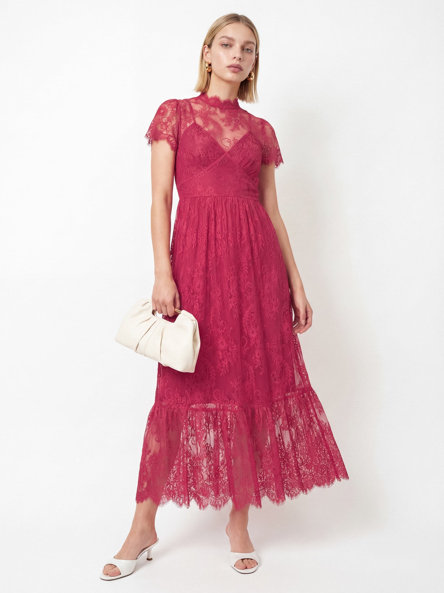 Lovedrobe Hot Pink Lace Midaxi Dress