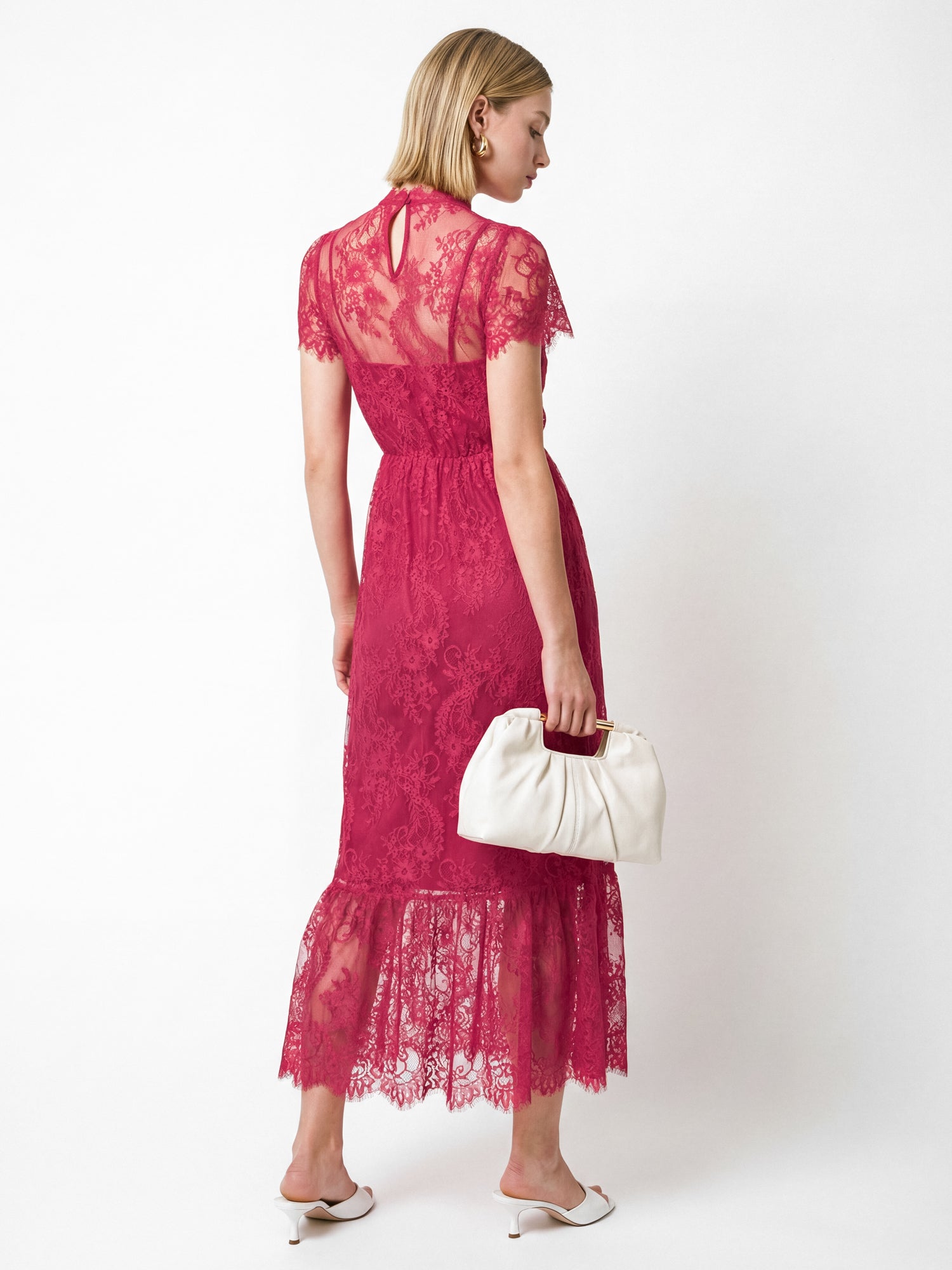 Lovedrobe Hot Pink Lace Midaxi Dress Lovedrobe Hot Pink Lace Midaxi Dress